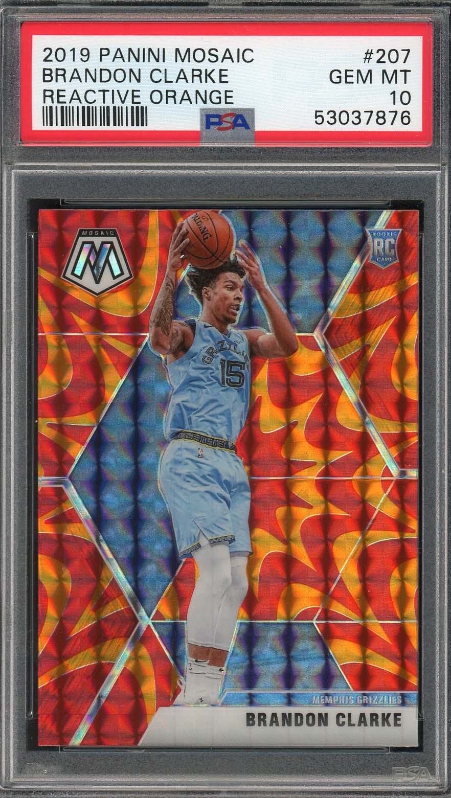 Brandon Clarke 2019 Panini Mosaic Reactive Orange Rookie Card #207 PSA 10 Brandon Clarke 2019 Panini Mosaic Reactive Orange Rookie Card #207 PSA 10