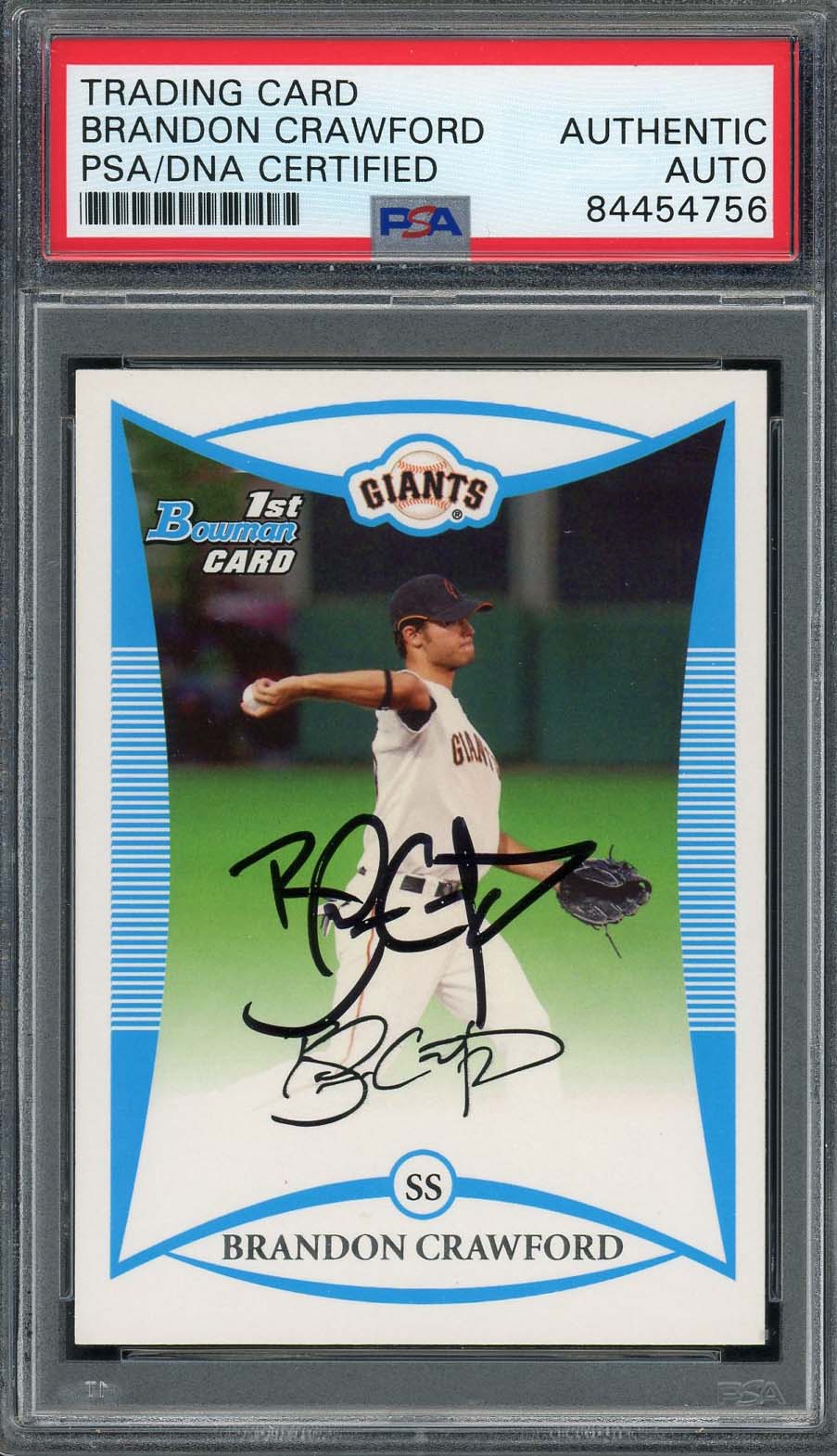 Brandon Crawford 2008 1st Bowman Rookie Card #BDPP41 Graded PSA AUTO Brandon Crawford 2008 1st Bowman Rookie Card #BDPP41 Graded PSA AUTO