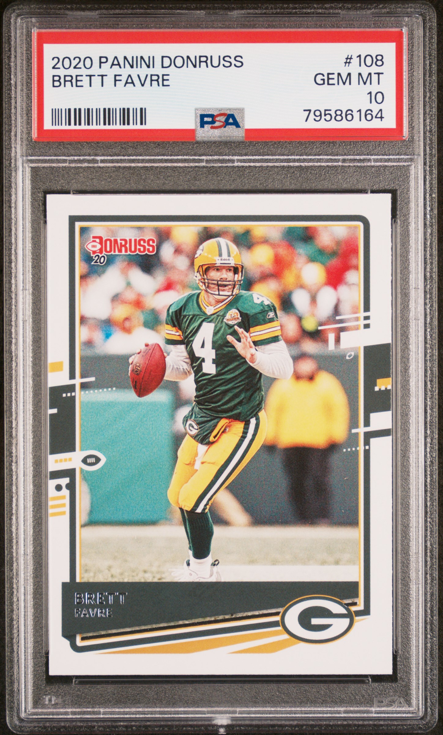 Brett Favre 2020 Panini Donruss Football Card #108 Graded PSA 10