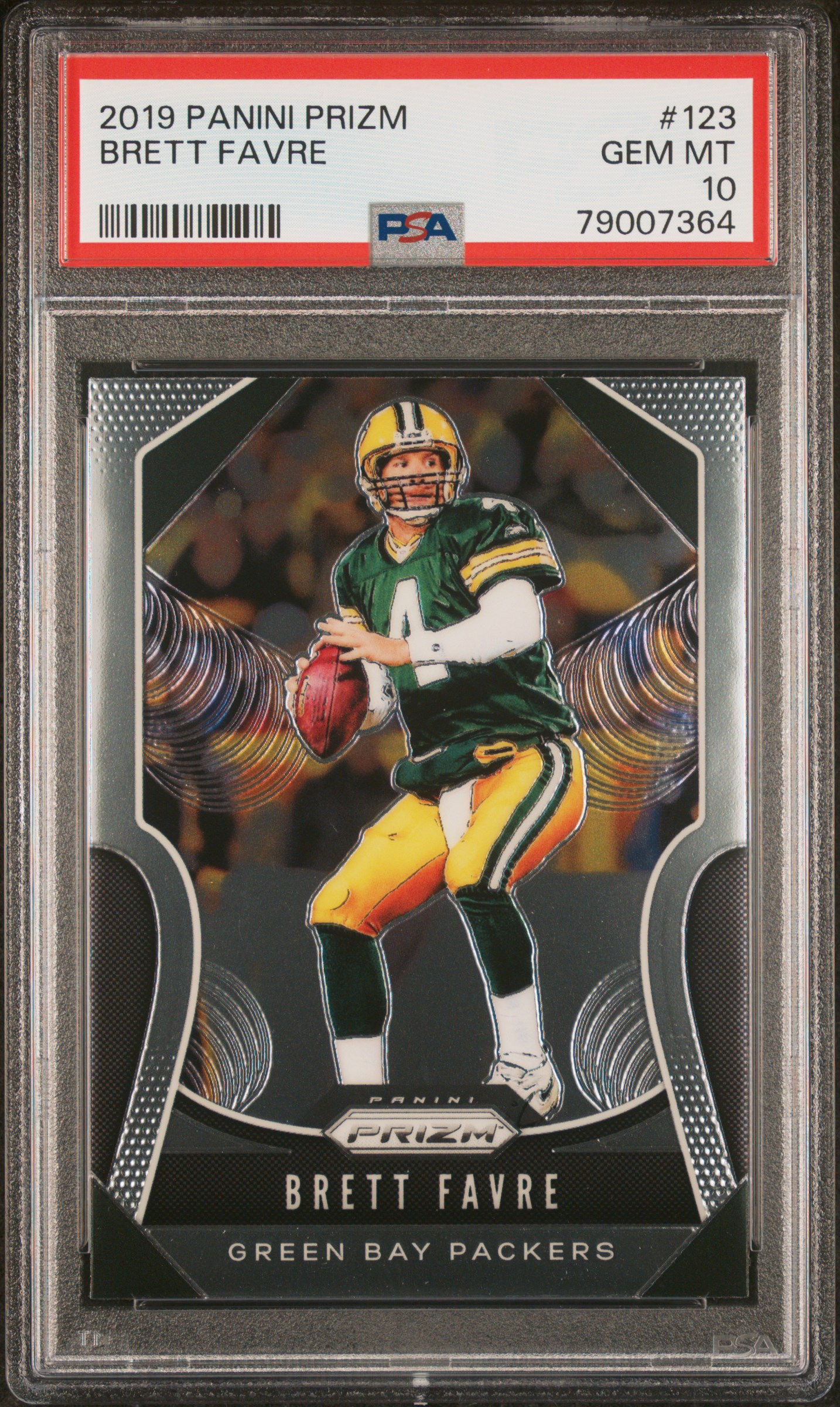 Brett Favre 2019 Panini Prizm Football Card #123 Graded PSA 10