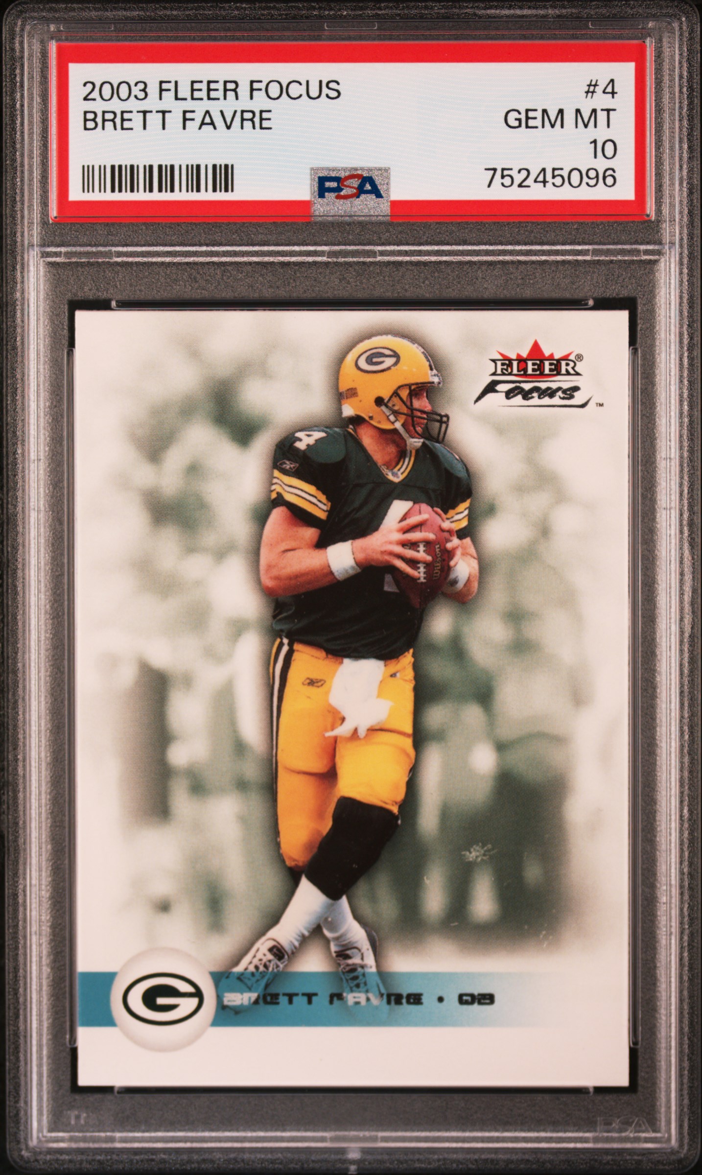 Brett Favre 2003 Fleer Focus Football Card #4 Graded PSA 10