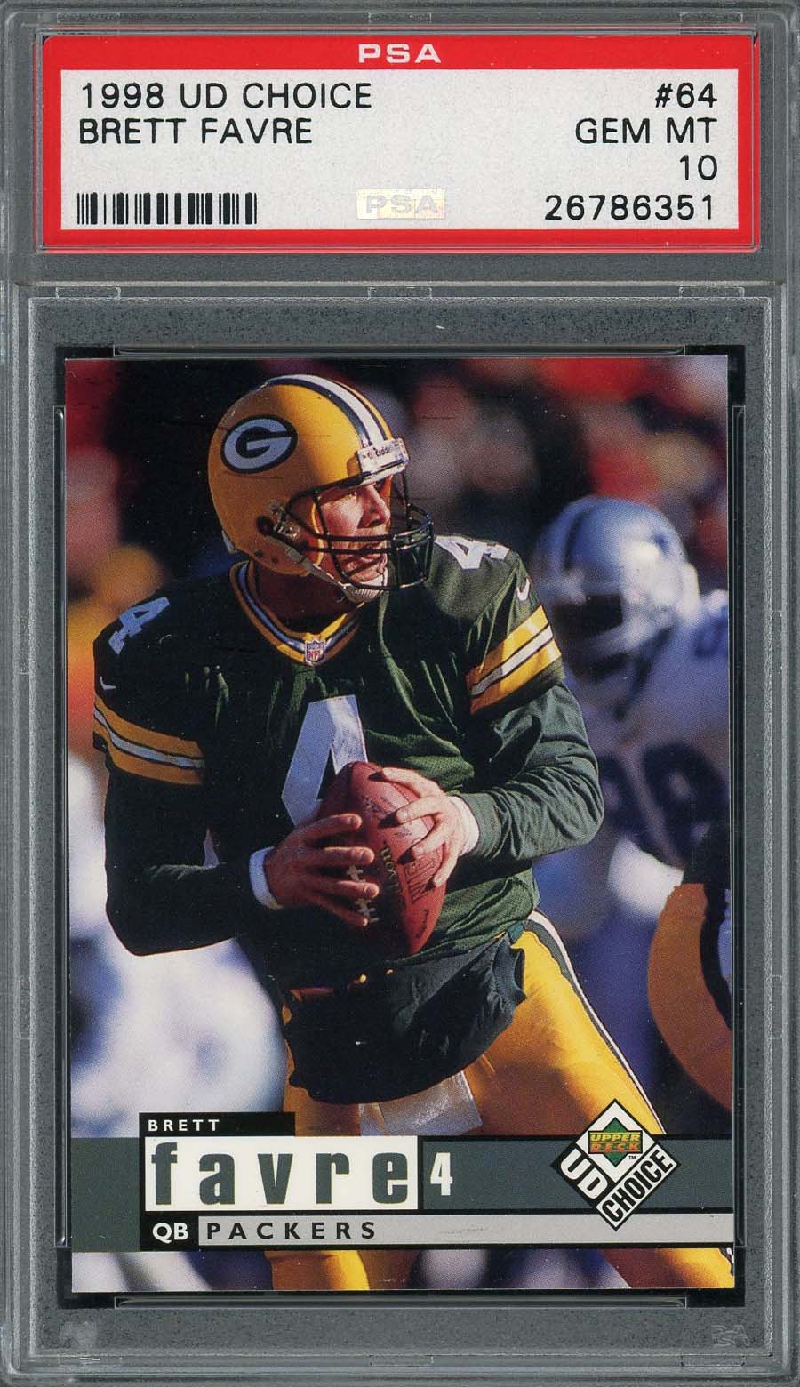 Brett Favre 1998 Upper Deck Choice Football Card #64 PSA 10