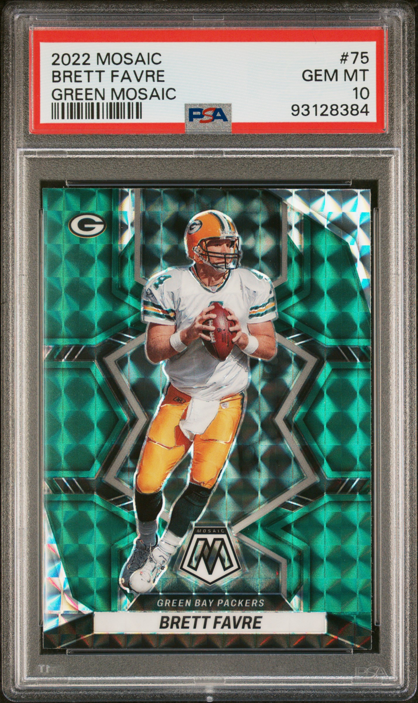 Brett Favre 2022 Panini Mosaic Green Football Card #75 Graded PSA 10 Brett Favre 2022 Panini Mosaic Green Football Card #75 Graded PSA 10