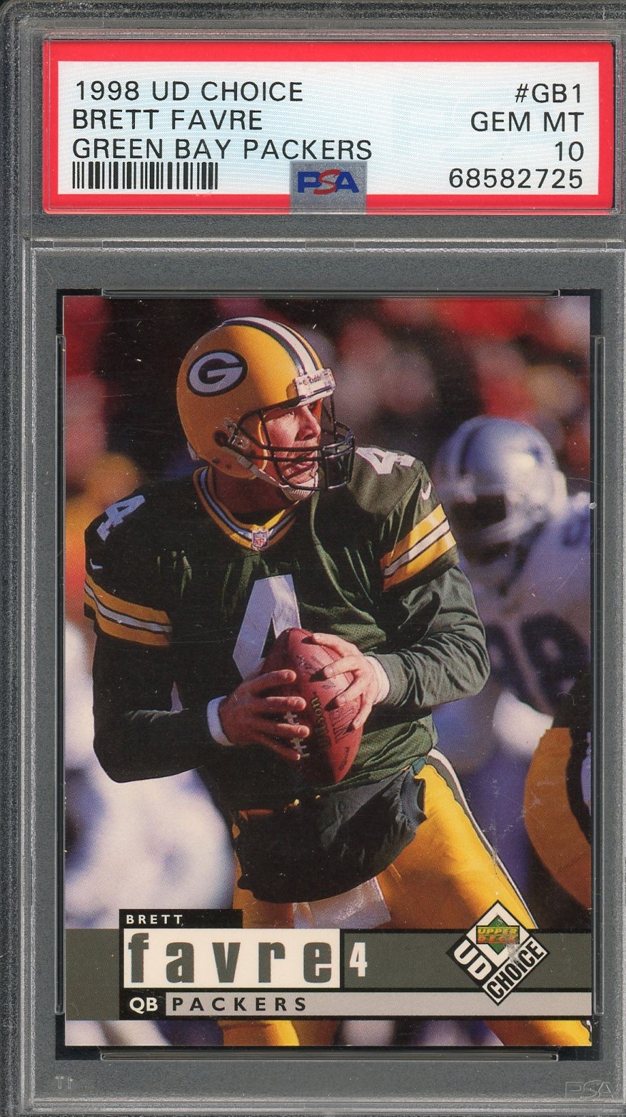 Brett Favre 1998 Upper Deck Choice Football Card #GB1 Graded PSA 10