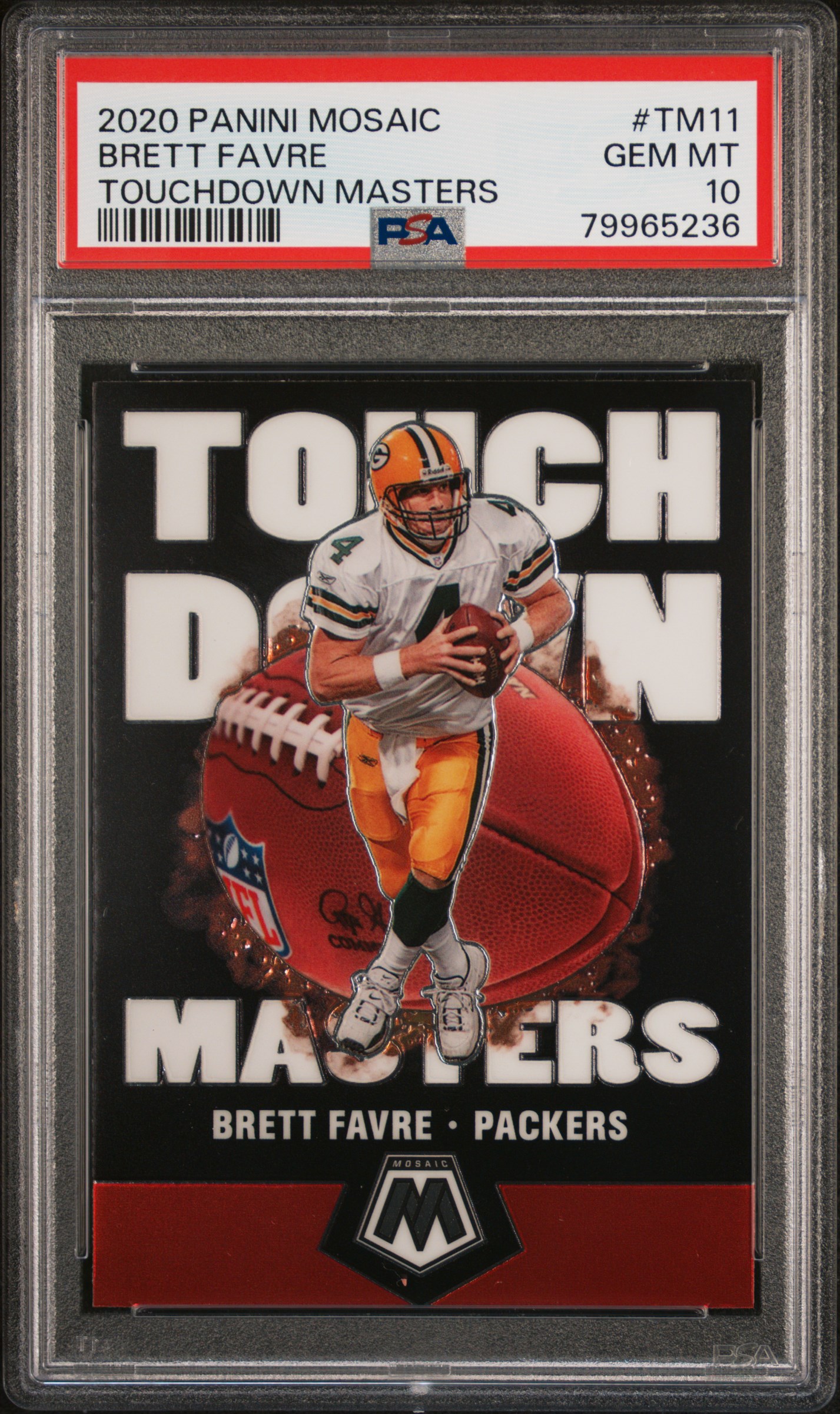 Brett Favre 2020 Panini Mosaic Touchdown Masters Football Card #TM11 PSA 10