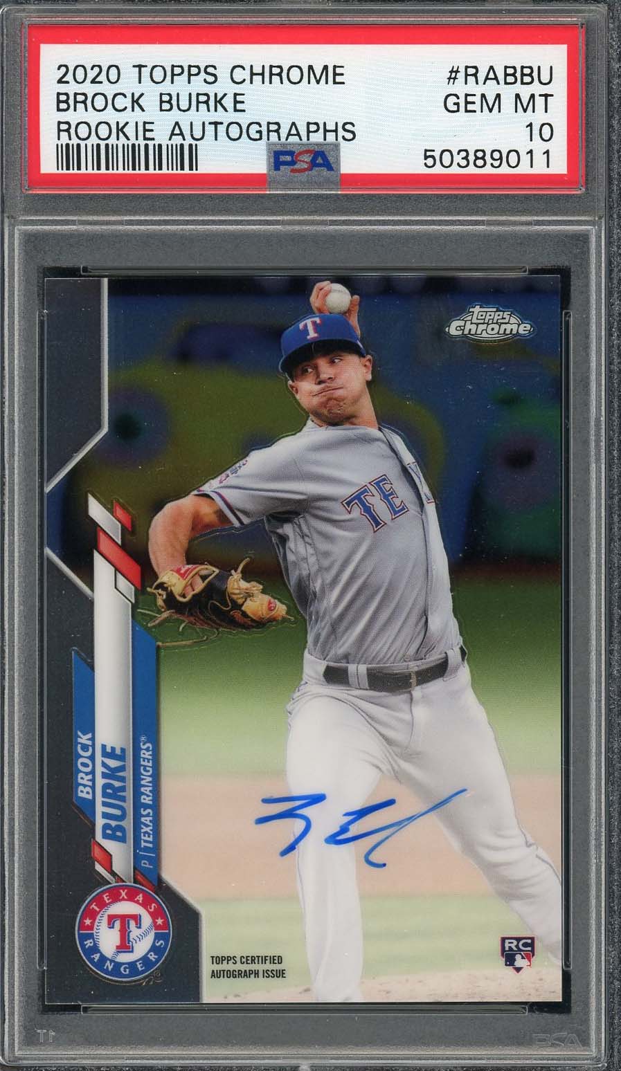 Brock Burke 2020 Topps Chrome Rookie Autographs Baseball Card RC #RABBU Graded PSA 10 GEM MINT
