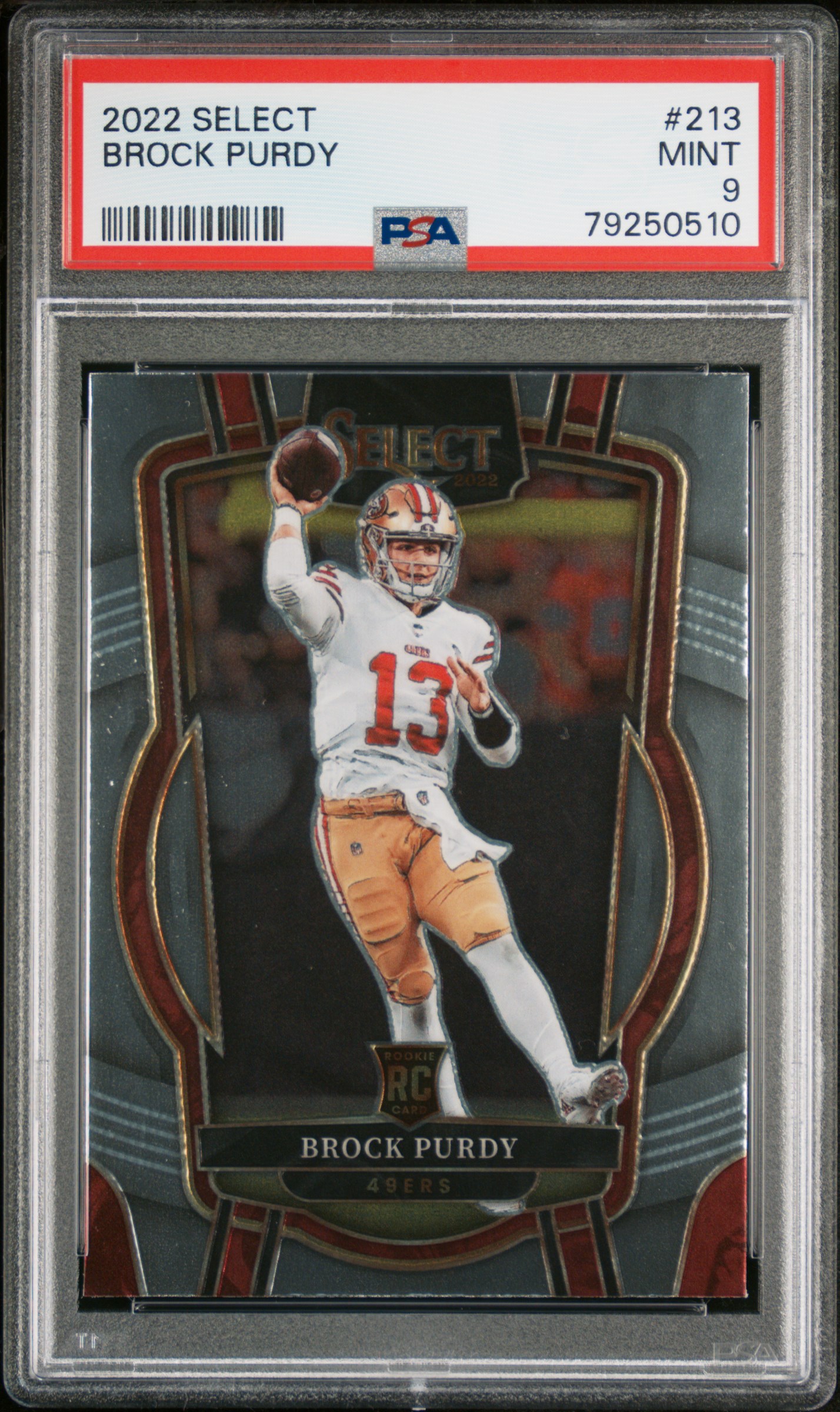 Brock Purdy 2022 Panini Select Football Rookie Card #213 Graded PSA 9