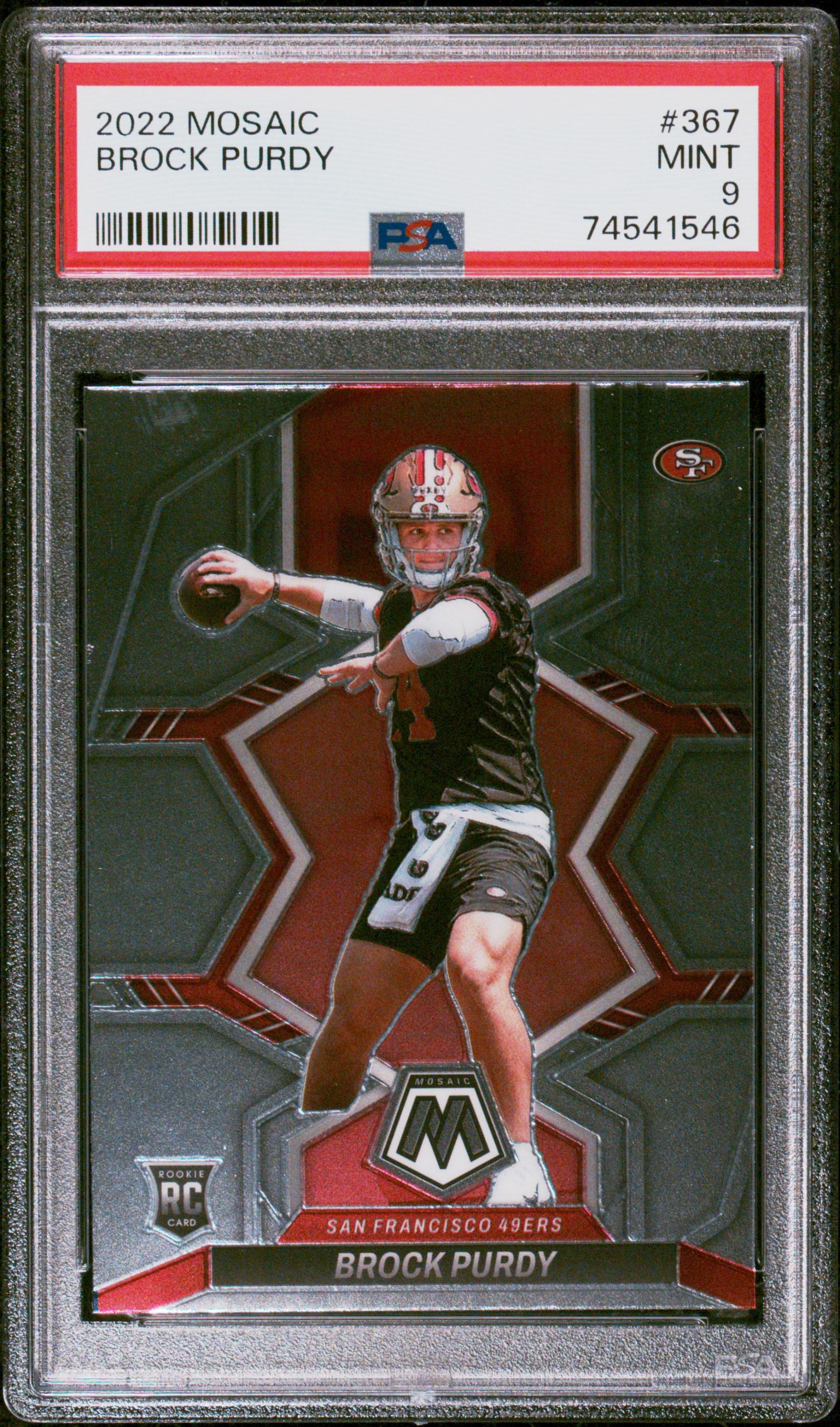 Brock Purdy 2022 Panini Mosaic Football Rookie Card #367 Graded PSA 9
