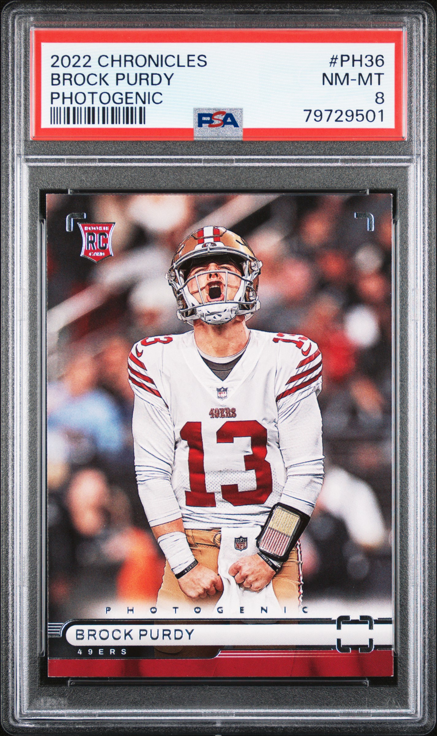 Brock Purdy 2022 Panini Chronicles Photogenic Rookie Card #PH36 Graded PSA 8