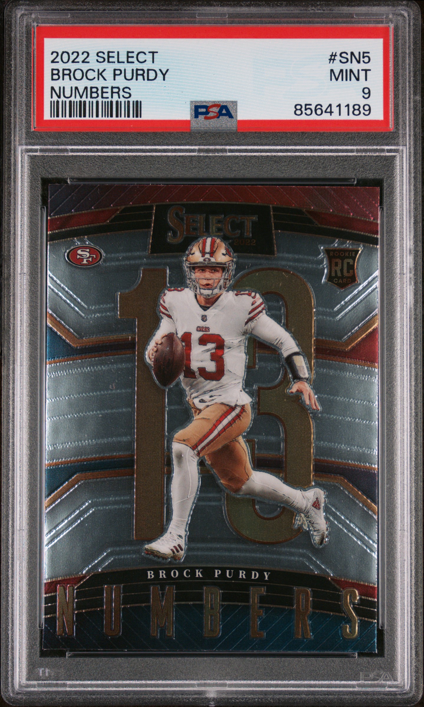 Brock Purdy 2022 Panini Select Numbers Football Rookie Card #SN5 Graded PSA 9