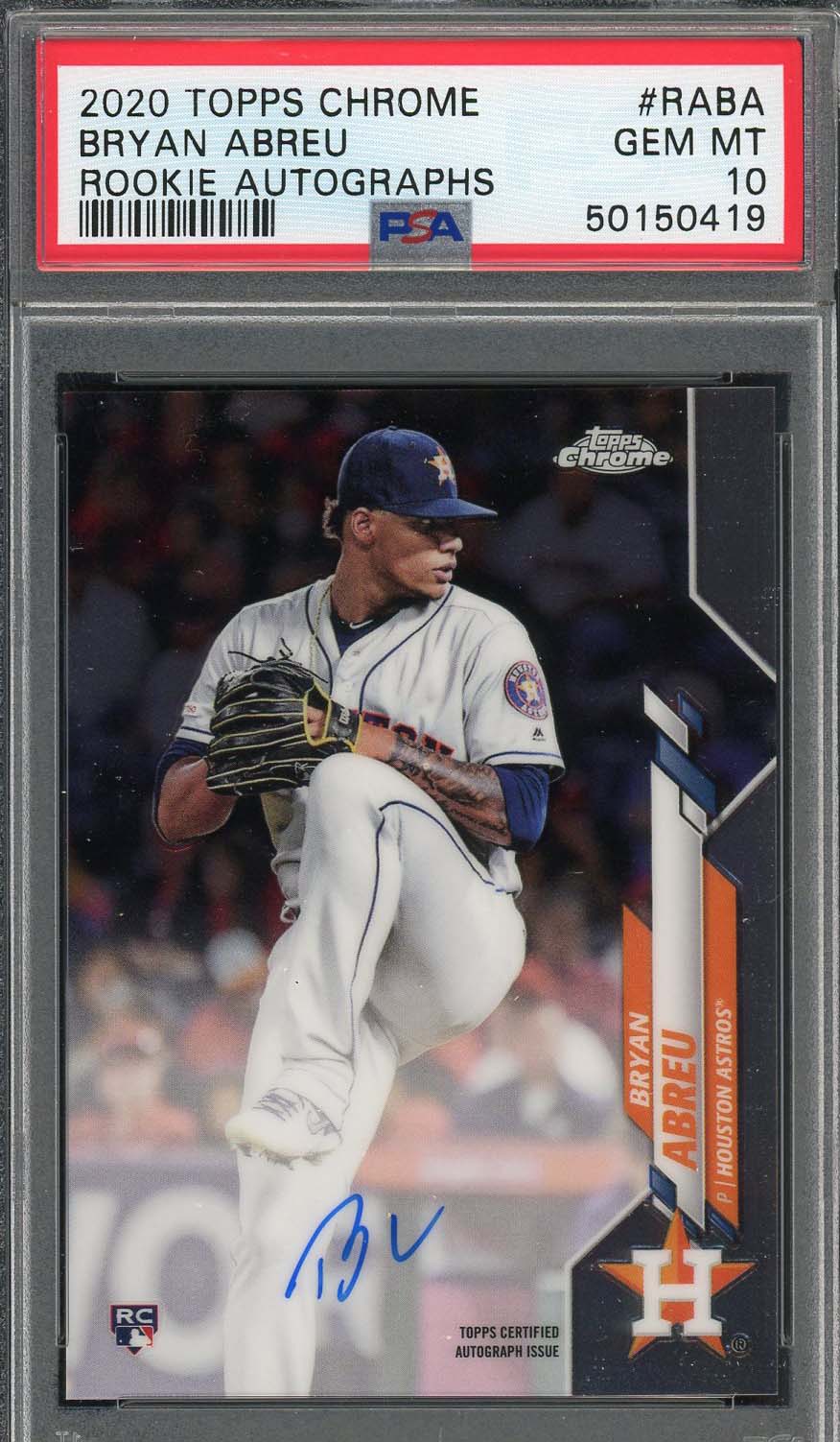 Bryan Abreu 2020 Topps Chrome Rookie Auto Baseball Card #RABA PSA 10