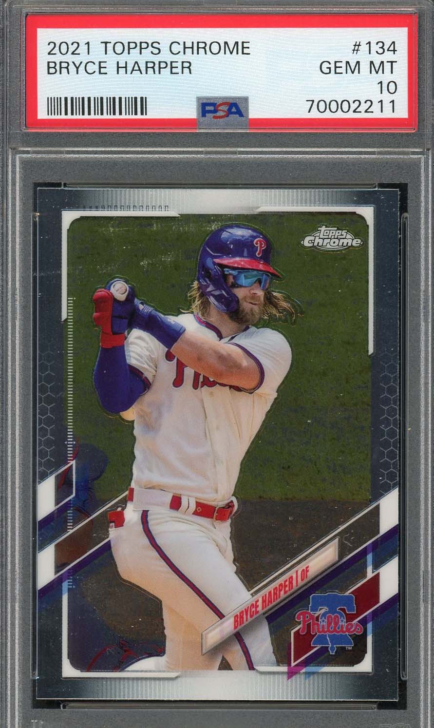 Bryce Harper 2021 Topps Chrome Baseball Card #134 Graded PSA 10