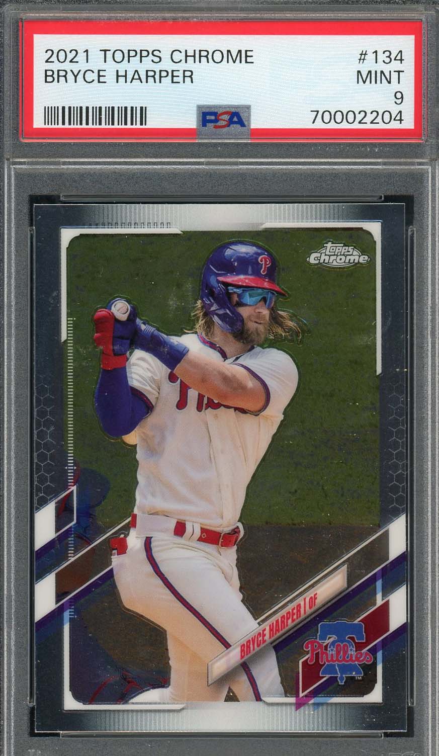 Bryce Harper 2021 Topps Chrome Baseball Card #134 Graded PSA 9