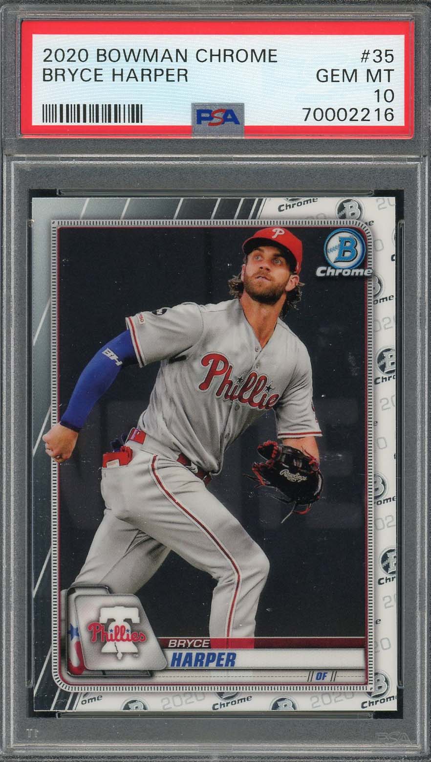 Bryce Harper 2020 Bowman Chrome Baseball Card #35 Graded PSA 10