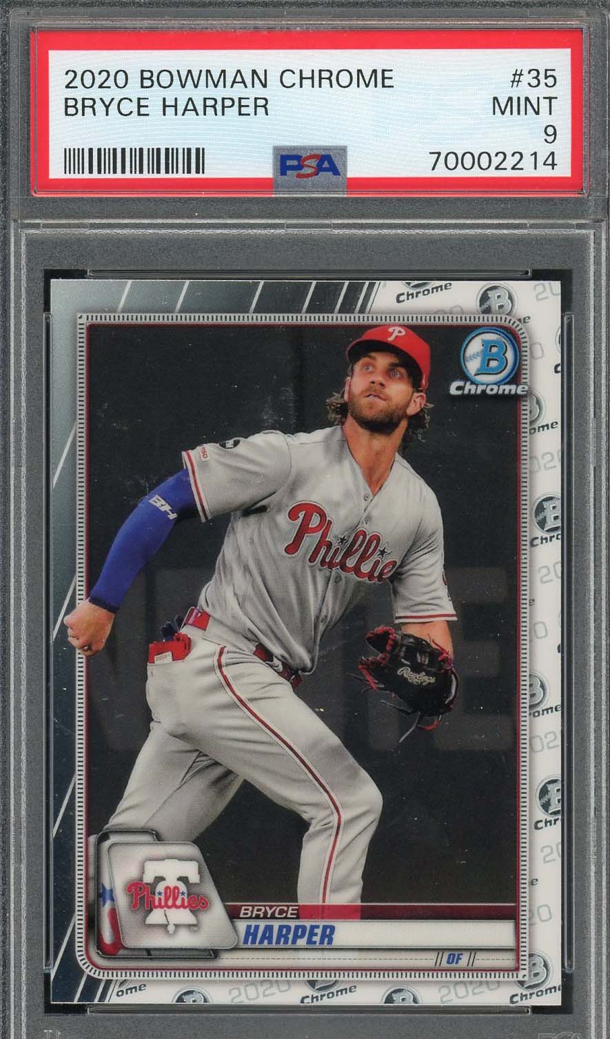 Bryce Harper 2020 Bowman Chrome Baseball Card #35 Graded PSA 9