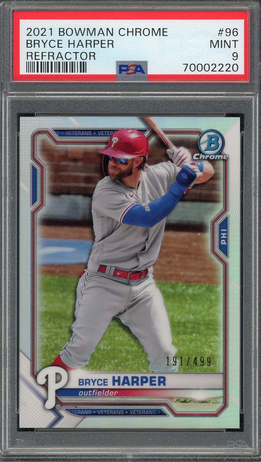 Bryce Harper 2022 Topps Chrome Sepia Refractor Baseball Card #220 Graded PSA 10