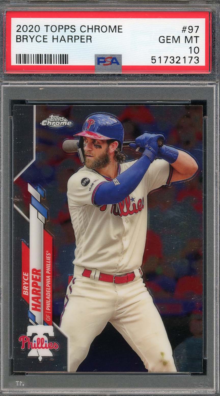 Bryce Harper 2020 Topps Chrome Baseball Card #97 Graded PSA 10