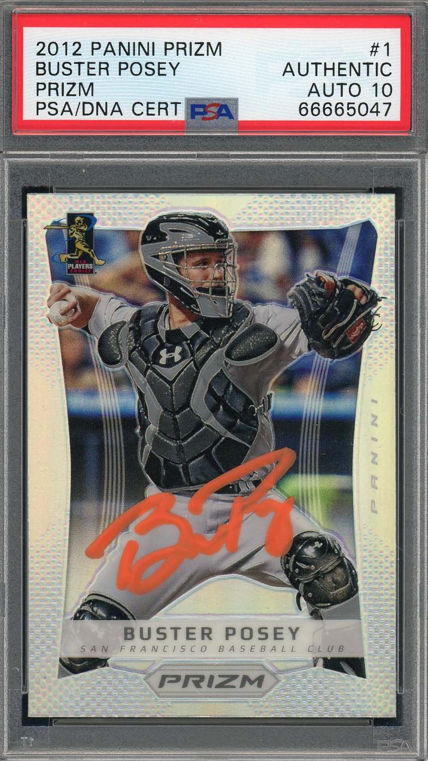 Buster Posey Autographed 2012 Panini Silver Prizm Card #1 Auto Graded PSA 10