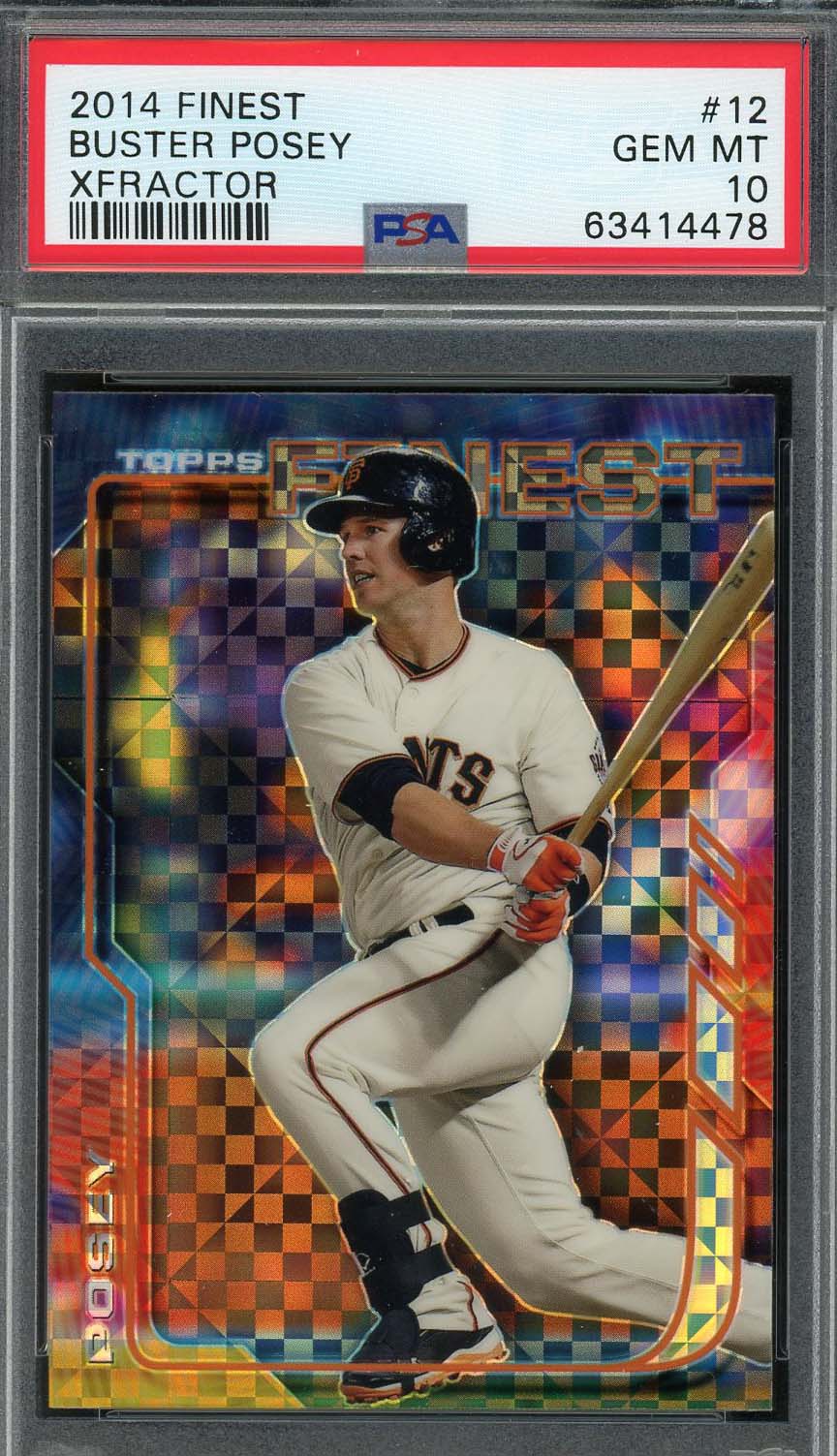 Buster Posey 2013 Topps Finest Xfractor Baseball Card #12 Graded PSA 10