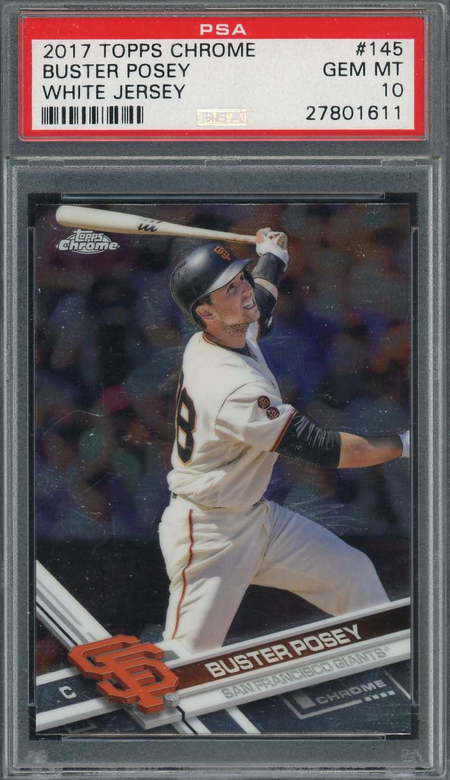 Buster Posey 2017 Topps Chrome Baseball Card #145 Graded PSA 10 GEM MINT
