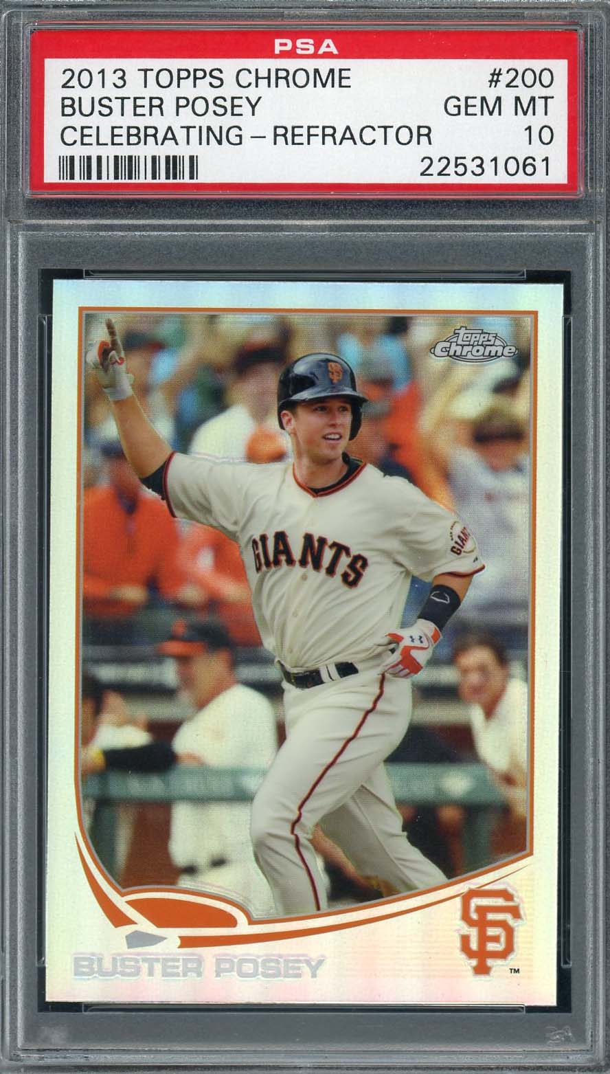 Buster Posey 2013 Topps Chrome Refractor Baseball Card #200 Graded PSA 10