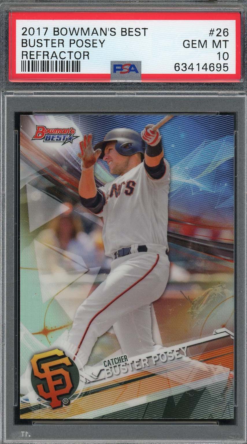 Buster Posey 2017 Bowmans Best Refractor Baseball Card #26 Graded PSA 10