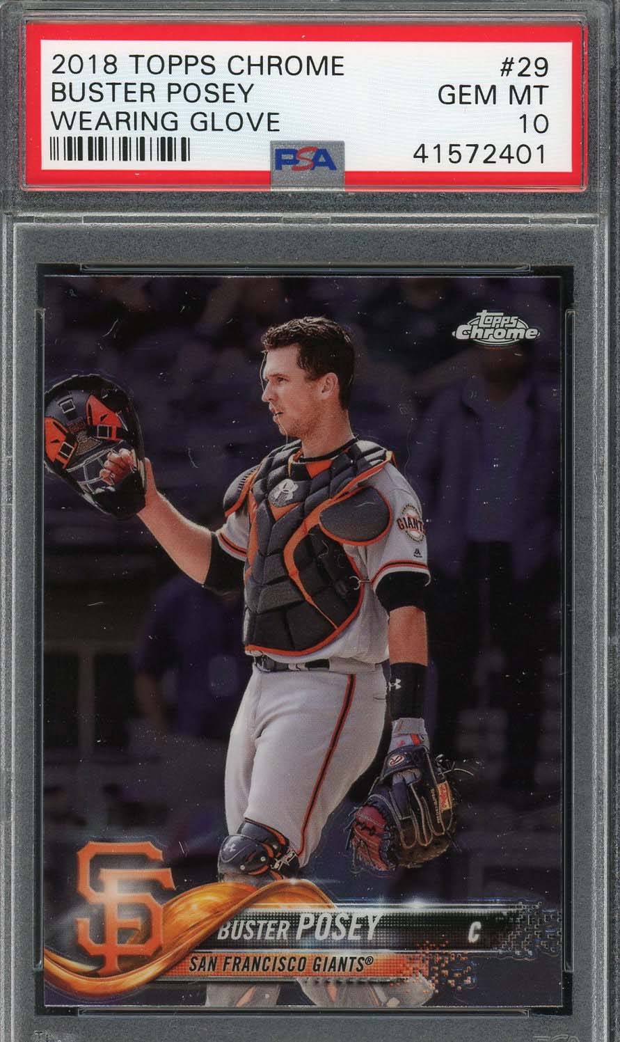 Buster Posey 2018 Topps Chrome Baseball Card #29 Graded PSA 10