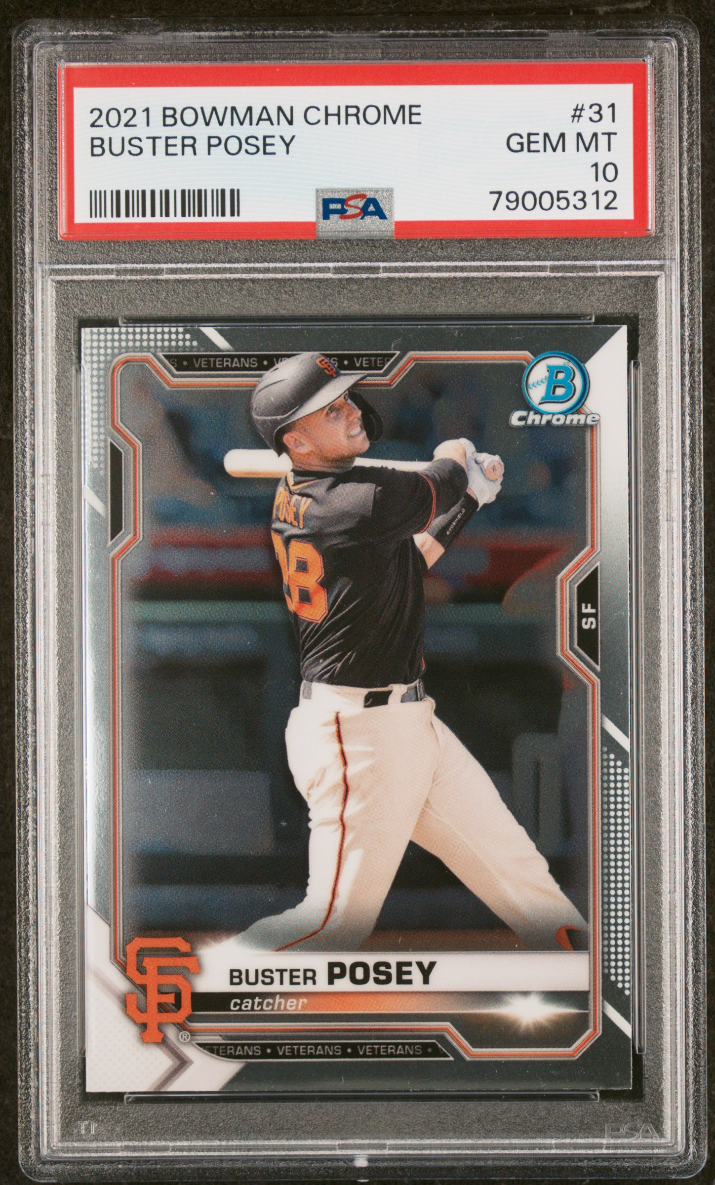 Buster Posey 2021 Bowman Chrome Baseball Card #31 Graded PSA 10