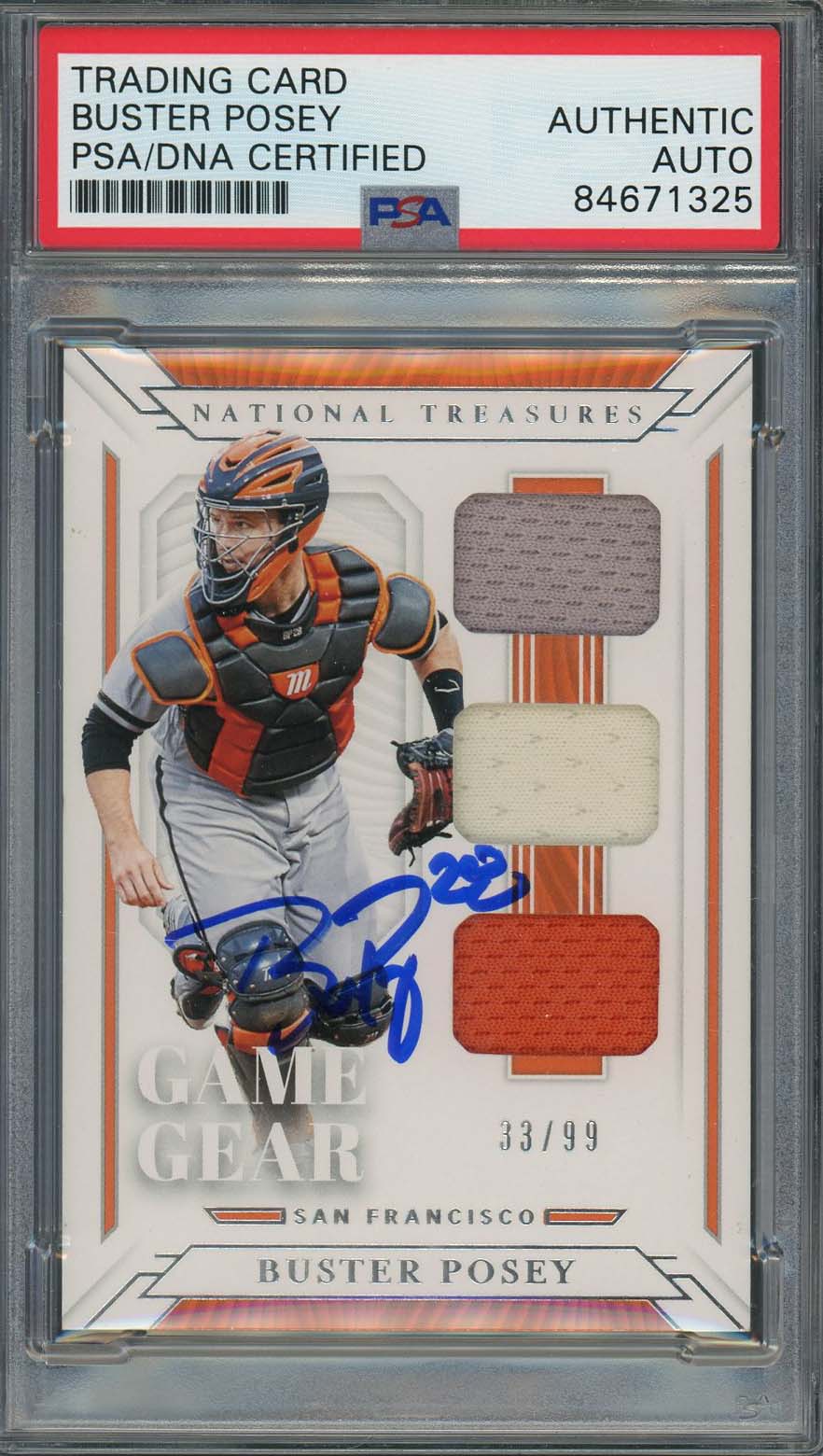 Buster Posey Autographed 2019 Panini National Treasures Jersey Card Auto PSA /99 Buster Posey Autographed 2019 Panini National Treasures Jersey Card Auto PSA /99