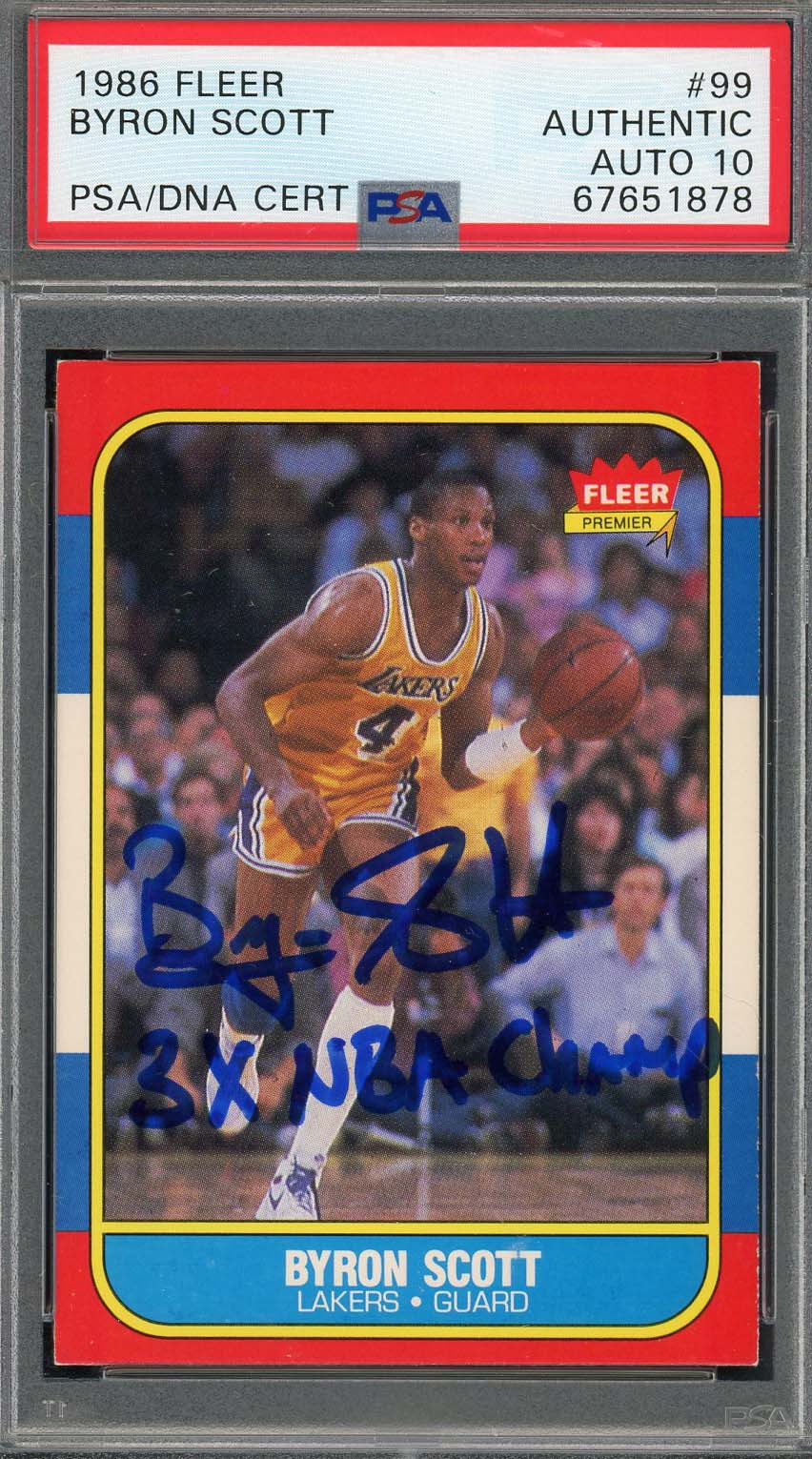 Byron Scott 1986 Fleer Basketball Signed Rookie Card #99 Auto PSA 10 67651878