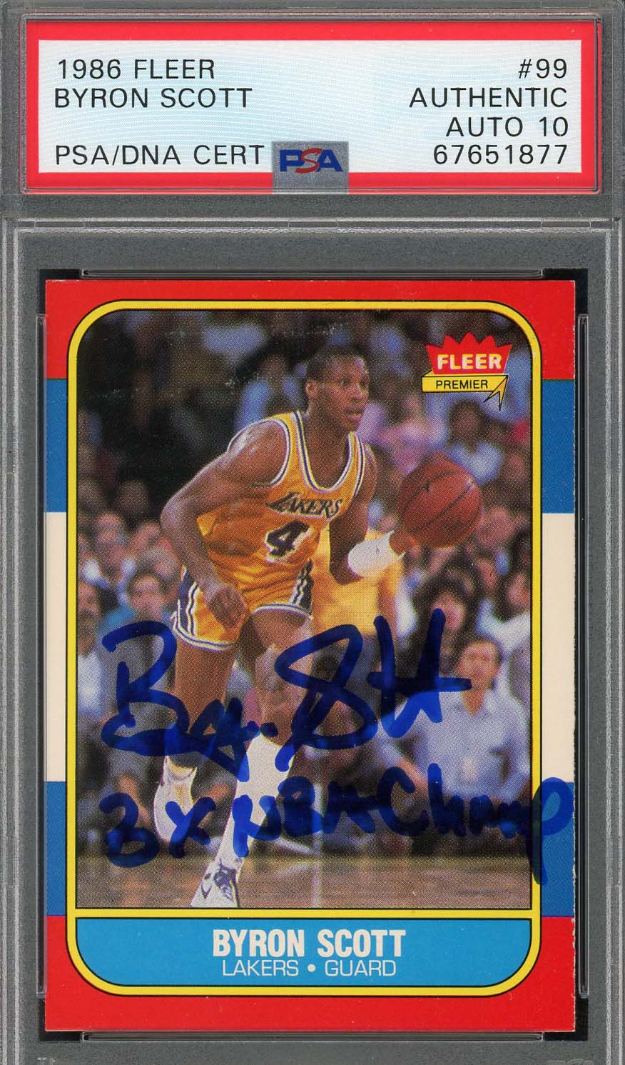 Byron Scott 1986 Fleer Basketball Signed Rookie Card #99 Auto PSA 10 67651877