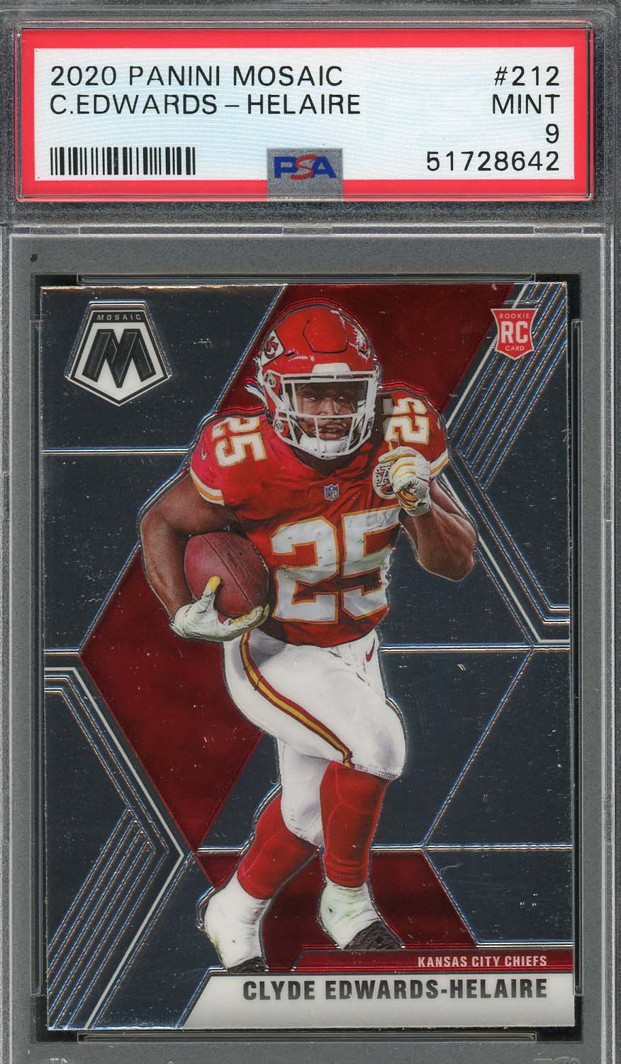 Clyde Edwards-Helaire 2020 Panini Mosaic Football Rookie Card RC #212 PSA 9 Clyde Edwards-Helaire 2020 Panini Mosaic Football Rookie Card RC #212 PSA 9