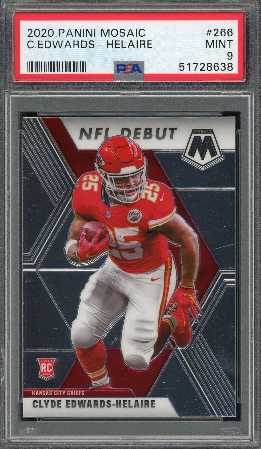 Clyde Edwards-Helaire 2020 Panini Mosaic Football Rookie Card RC #266 PSA 9 Clyde Edwards-Helaire 2020 Panini Mosaic Football Rookie Card RC #266 PSA 9
