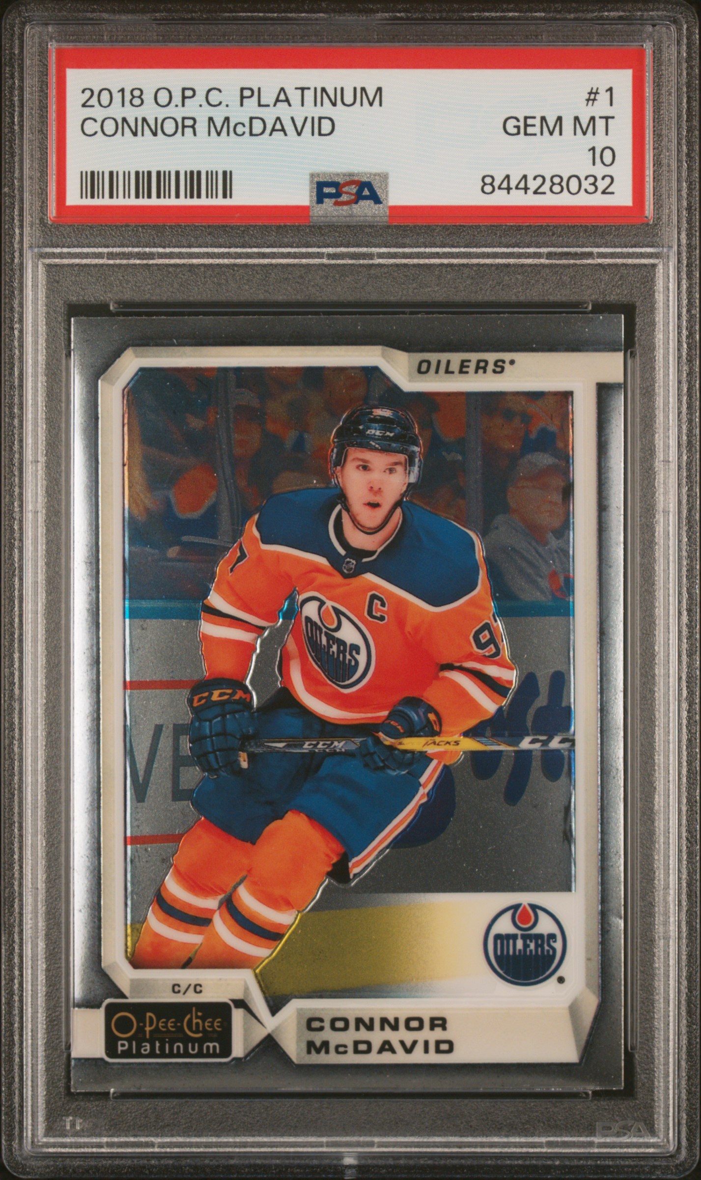 Connor McDavid 2018 O-Pee-Chee Platinum Hockey Card #1 Graded PSA 10