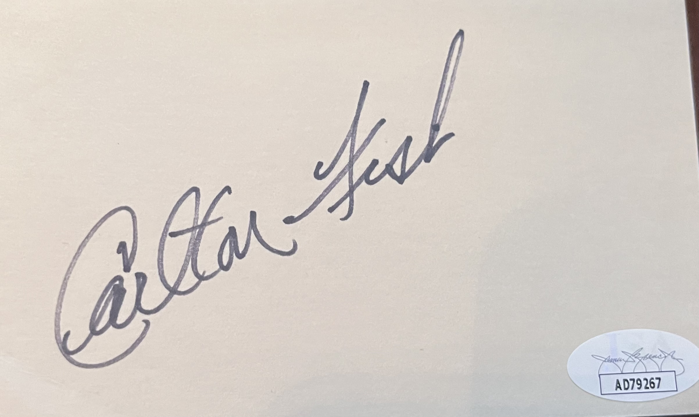 Carlton Fisk Autographed 3x5 Signed Index Card JSA COA