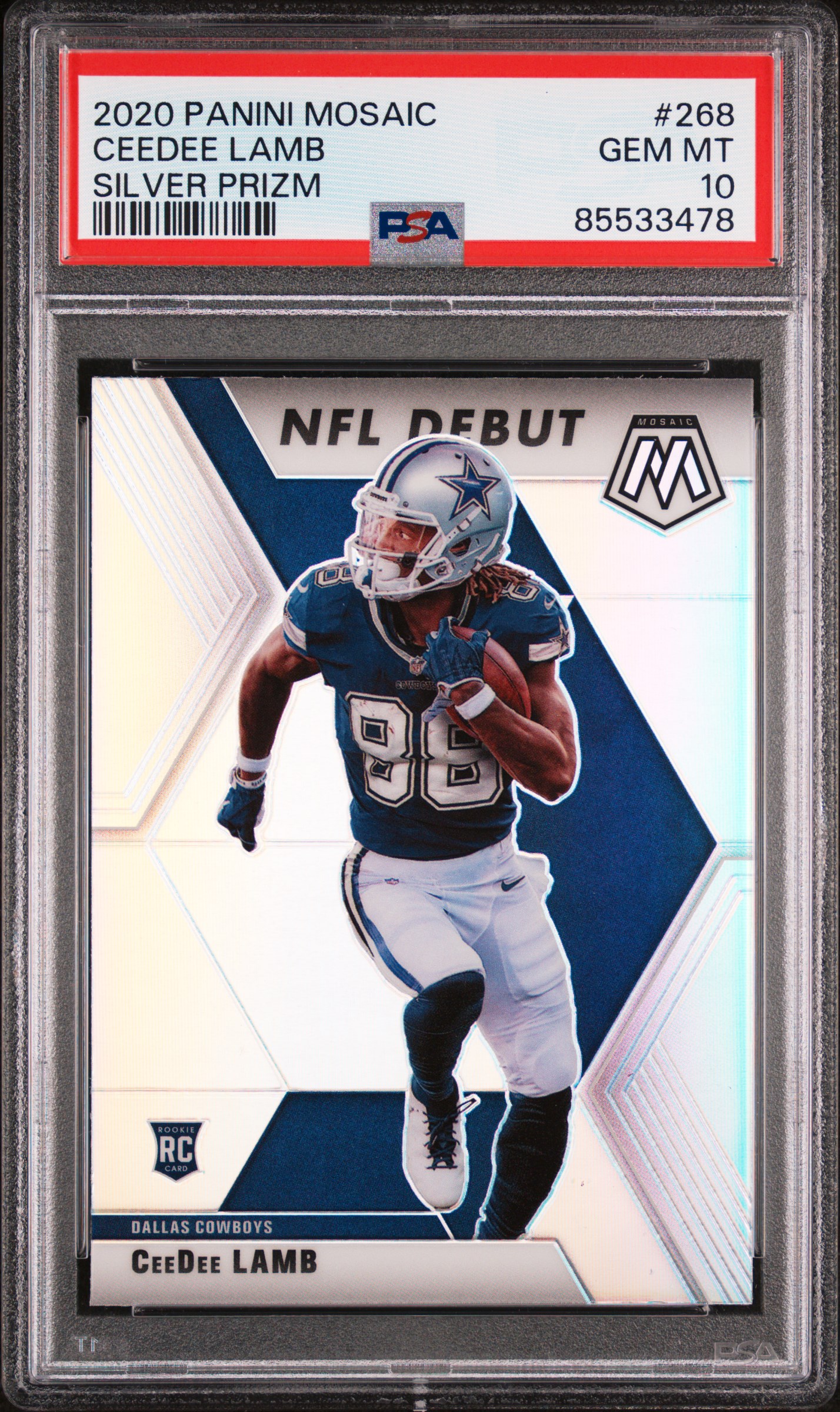CeeDee Lamb 2020 Panini Mosaic Silver Prizm Rookie Card #268 Graded PSA 10