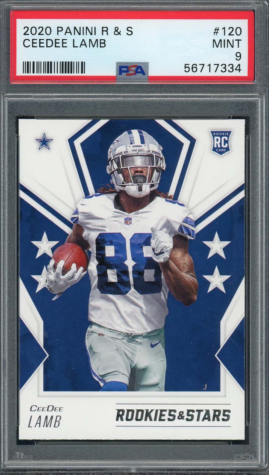 CeeDee Lamb 2020 Panini Rookies & Stars Rookie Card #120 Graded PSA 9