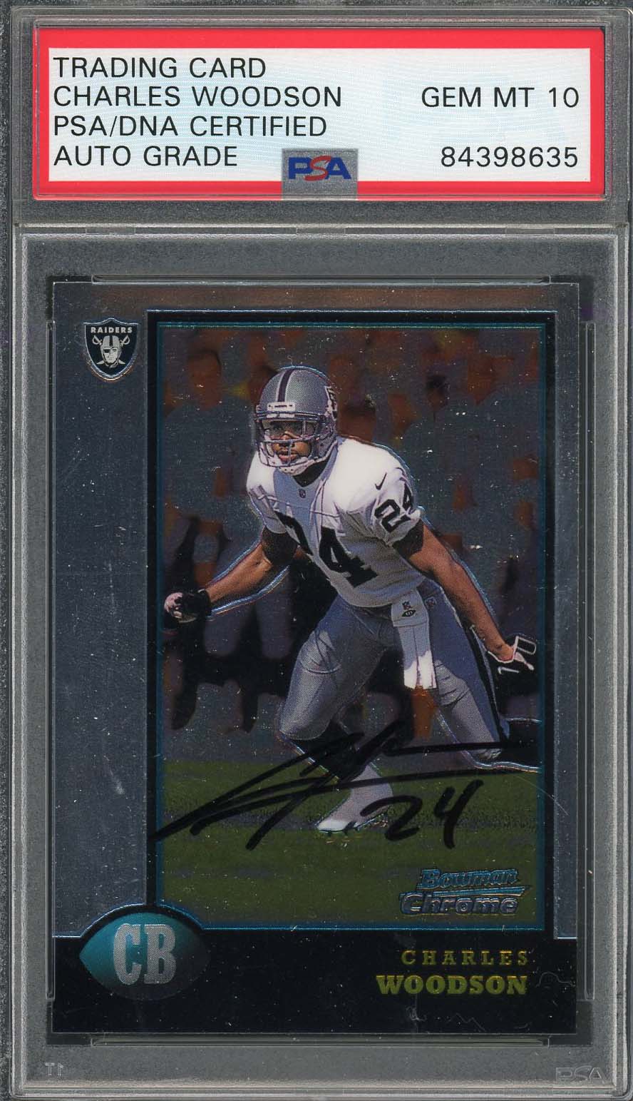 Charles Woodson Autographed 1998 Bowman Chrome Rookie Card #181 PSA DNA 10