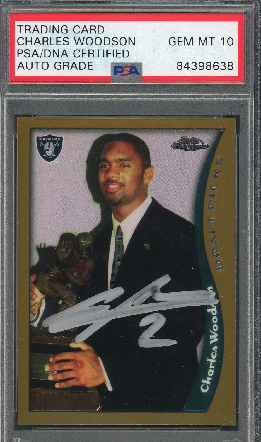 Charles Woodson Autographed 1998 Topps Chrome Signed Rookie Card #44 PSA DNA 10