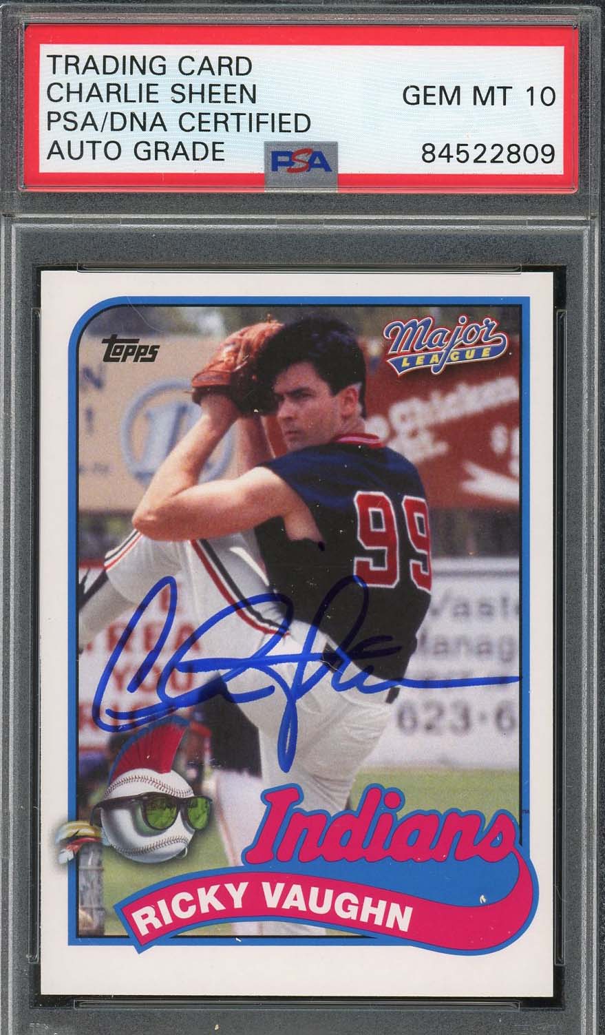 Charlie Sheen 2014 Topps Autographed Baseball Card #RV Graded PSA 10