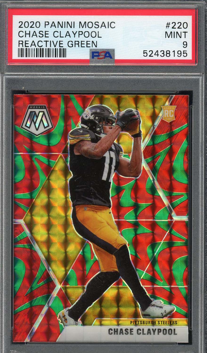 Chase Claypool 2020 Panini Mosaic Reactive Green Rookie Card #220 PSA 9