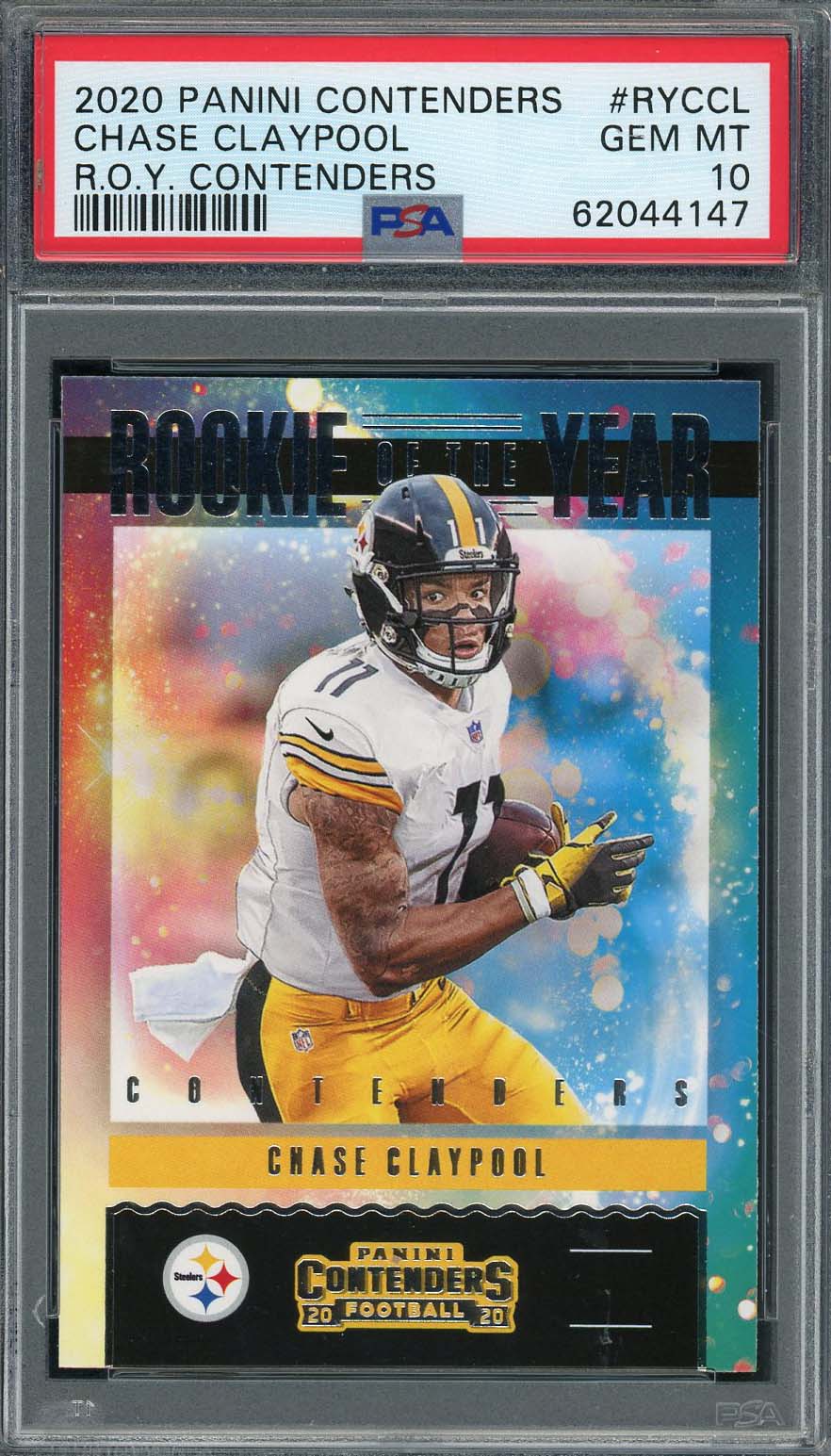 Chase Claypool 2020 Panini Contenders R.O.Y. Rookie Card #RYCCL Graded PSA 10 Chase Claypool 2020 Panini Contenders R.O.Y. Rookie Card #RYCCL Graded PSA 10