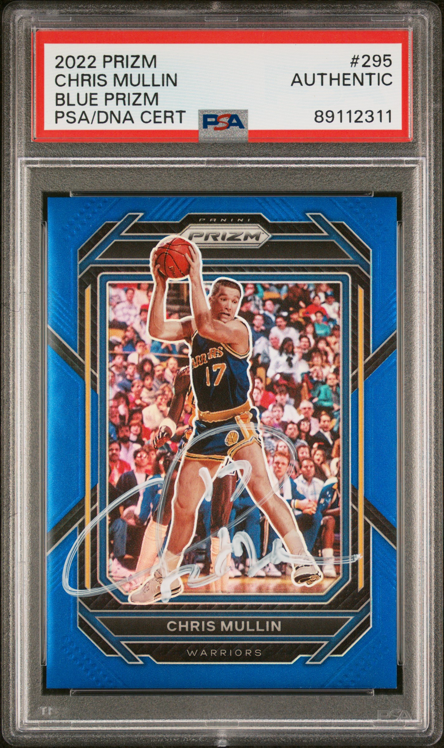 Chris Mullin 2022 Panini Blue Prizm Signed Basketball Card #295 Auto PSA