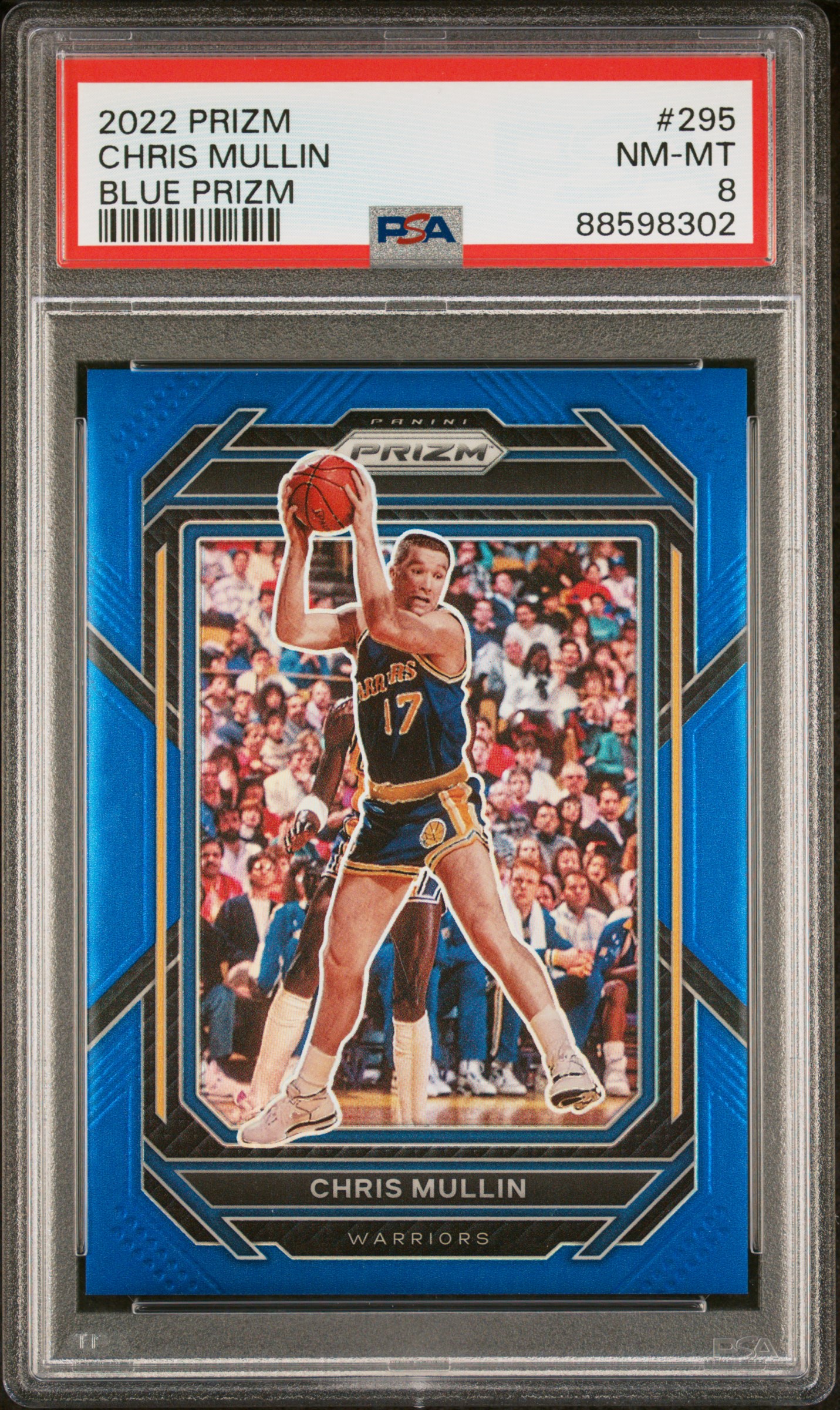 Chris Mullin 2022 Panini Prizm Blue Basketball Card #295 Graded PSA 8 73/199