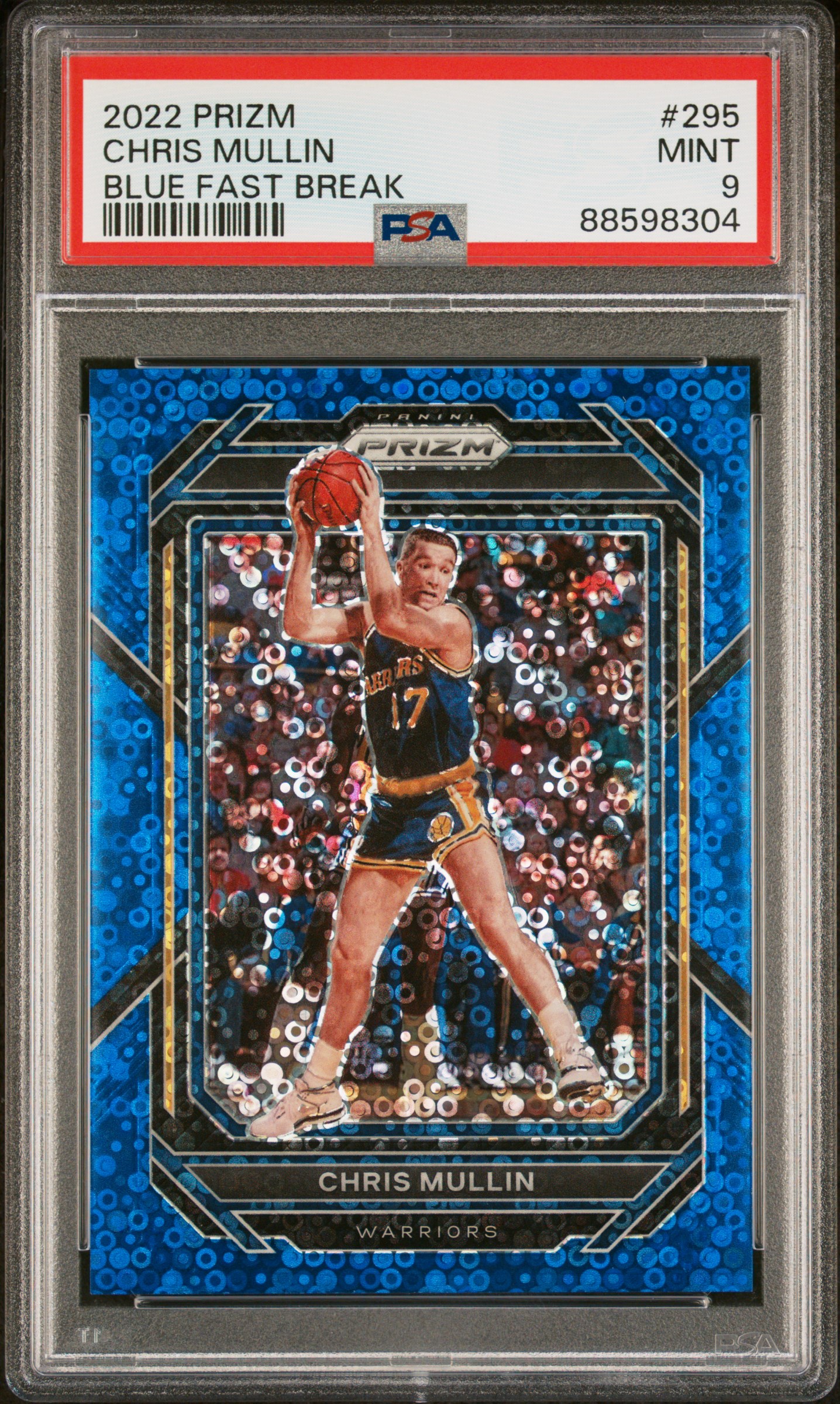 Chris Mullin 2022 Panini Prizm Blue Fast Break Card #295 Graded PSA 9 94/150