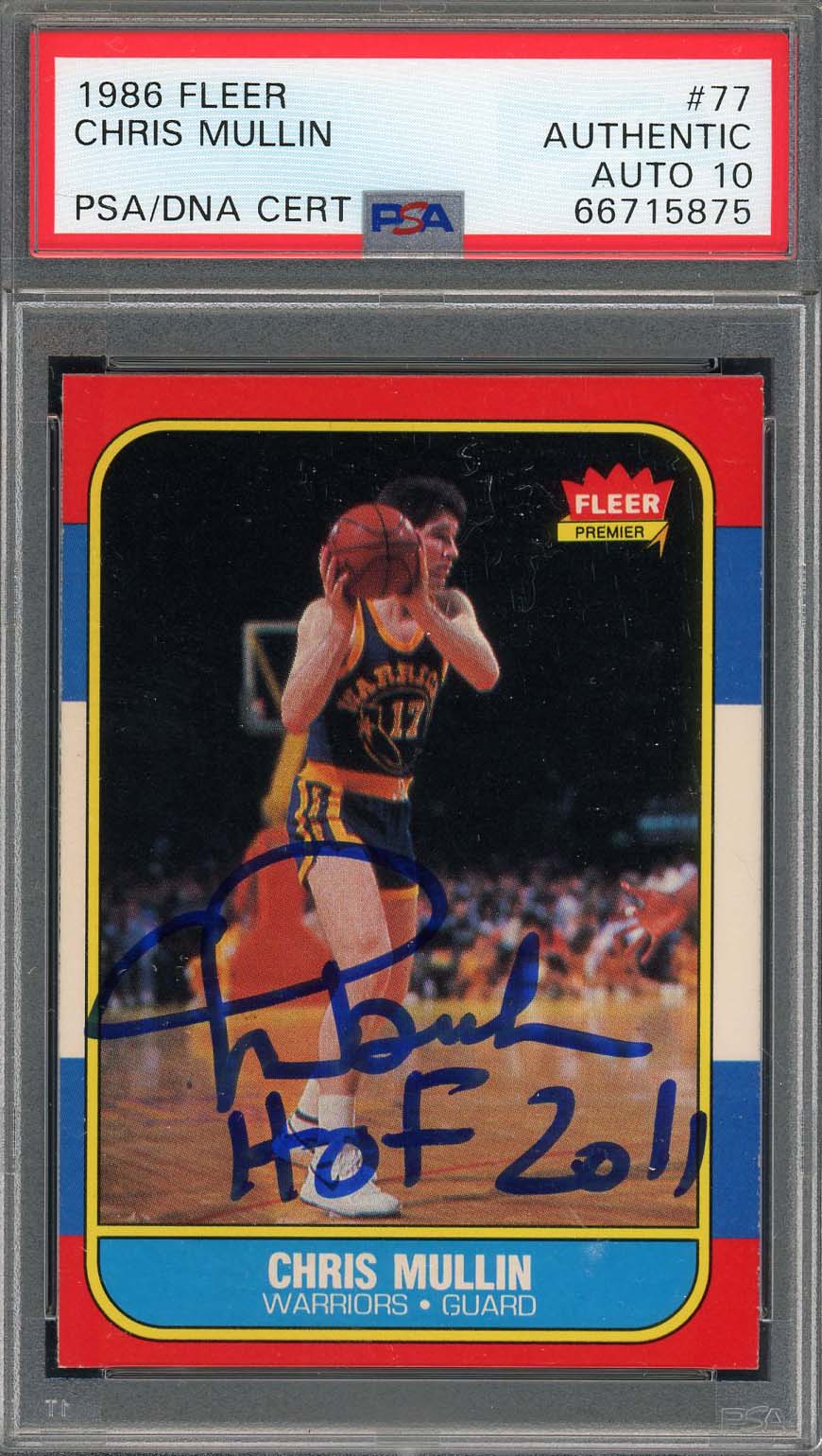 Chris Mullin Autographed 1986 Fleer Signed Rookie Card RC #77 Auto Graded PSA 10 Chris Mullin Autographed 1986 Fleer Signed Rookie Card RC #77 Auto Graded PSA 10