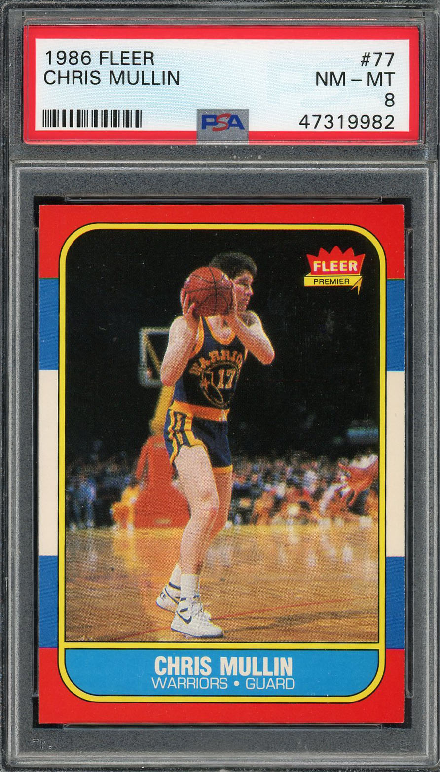 Chris Mullin 1986 Fleer Basketball Rookie Card RC #77 Graded PSA 8