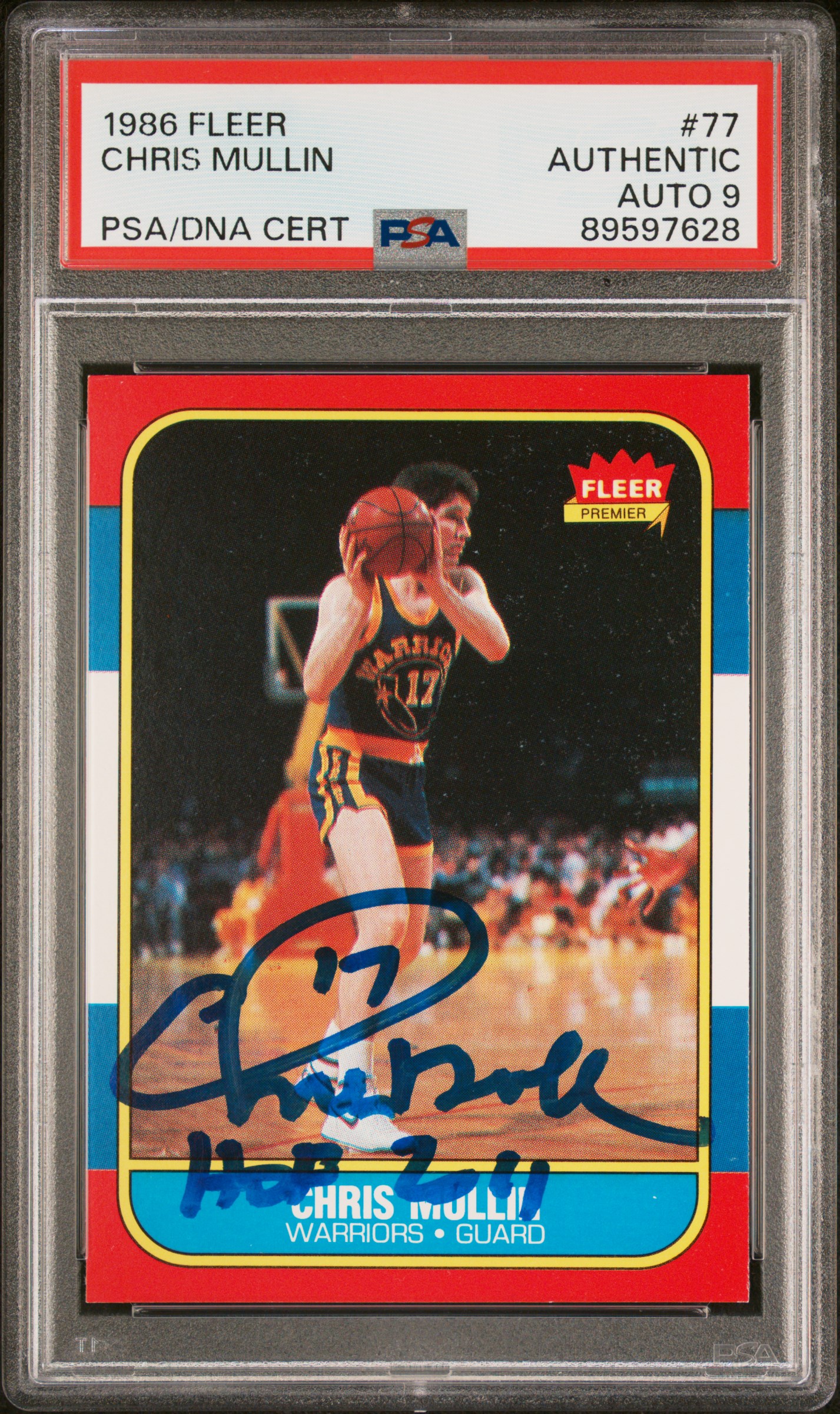 Chris Mullin 1986 Fleer Signed Rookie Card #77 HOF 2011 Auto Graded PSA 9 597628