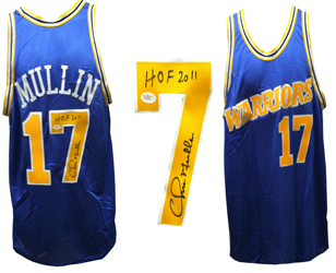 Chris Mullin Signed Golden State Warriors Blue Jersey JSA HOF