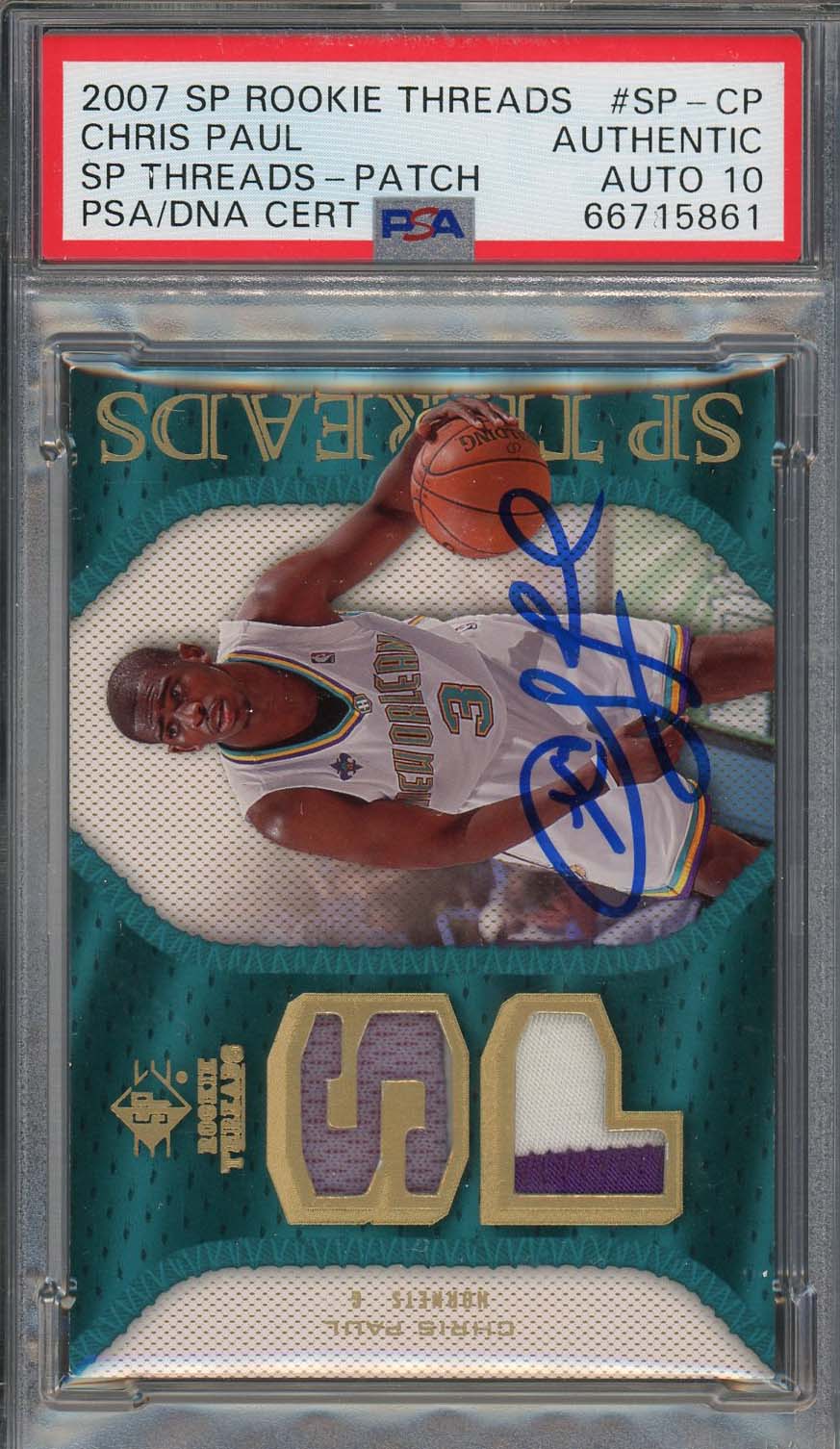 Chris Paul Auto 2007 SP Threads Game Used Jersey Patch Signed Card #SP-CP PSA 10 Chris Paul Auto 2007 SP Threads Game Used Jersey Patch Signed Card #SP-CP PSA 10